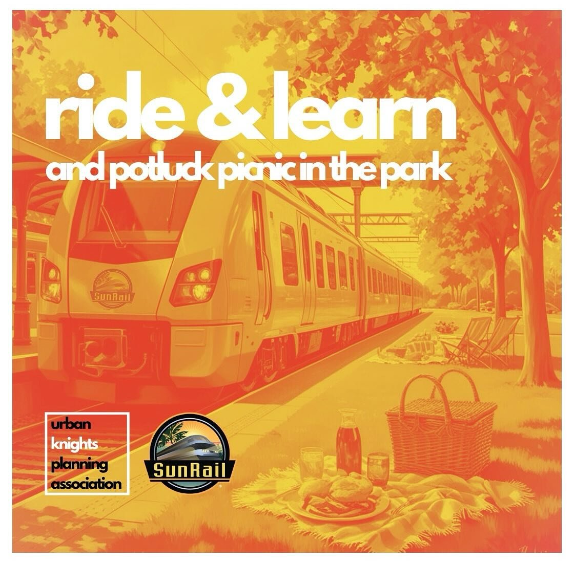 Ride &amp; Learn &amp; Potluck with UCF Urban Knights! 🚊🌳🧺🩷🍎🥨🥪🫒
Ready for an afternoon of exploration, learning, and fun? Join us on November 15th for an exciting ride on Sunrail and a potluck picnic in Winter Park! 🚉🍉
📅 Date: November 15t