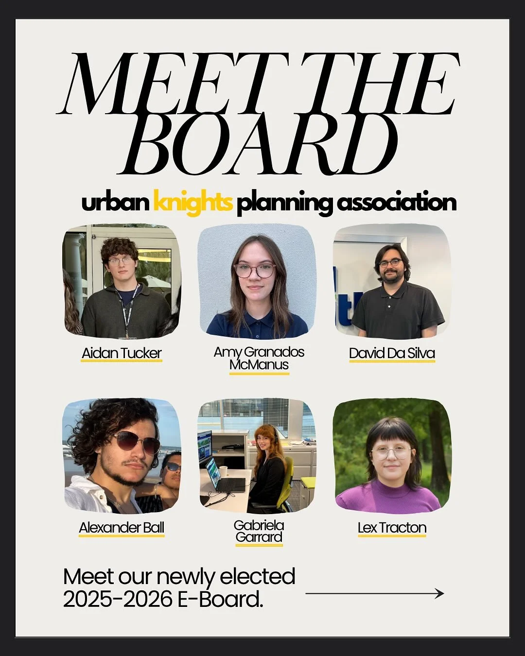 Hello from the newly elected Urban Knights board! 👋🙋🙋&zwj;♀️🙋&zwj;♂️Here&rsquo;s to another year of professional development and fun! #UCFClubs #urbanplanning #urbanplannerstudent #cityplanning