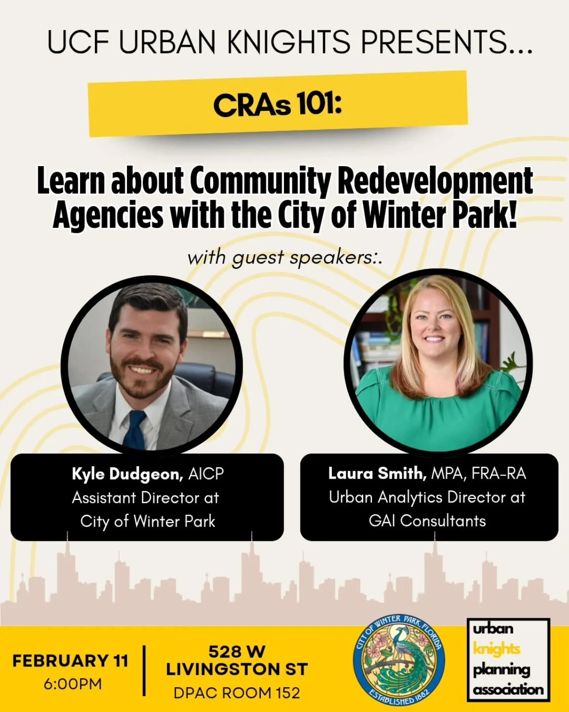 Attention all UCF Knights! 🖤💛
Join Urban Knights as we dive into one of the most profound topics in urban planning: Community Redevelopment Agencies (CRAs). Learn how CRAs operate, their impact on communities, and their role in shaping equitable an