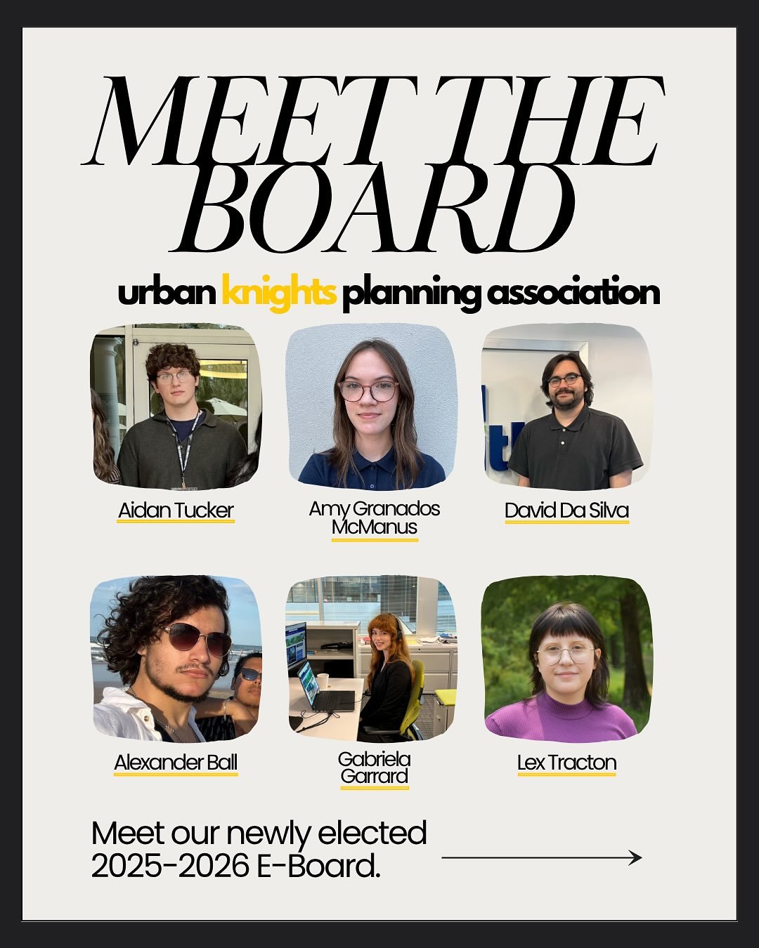 Hello from the newly elected Urban Knights board! 👋🙋🙋&zwj;♀️🙋&zwj;♂️Here&rsquo;s to another year of professional development and fun! #UCFClubs #urbanplanning #urbanplannerstudent #cityplanning