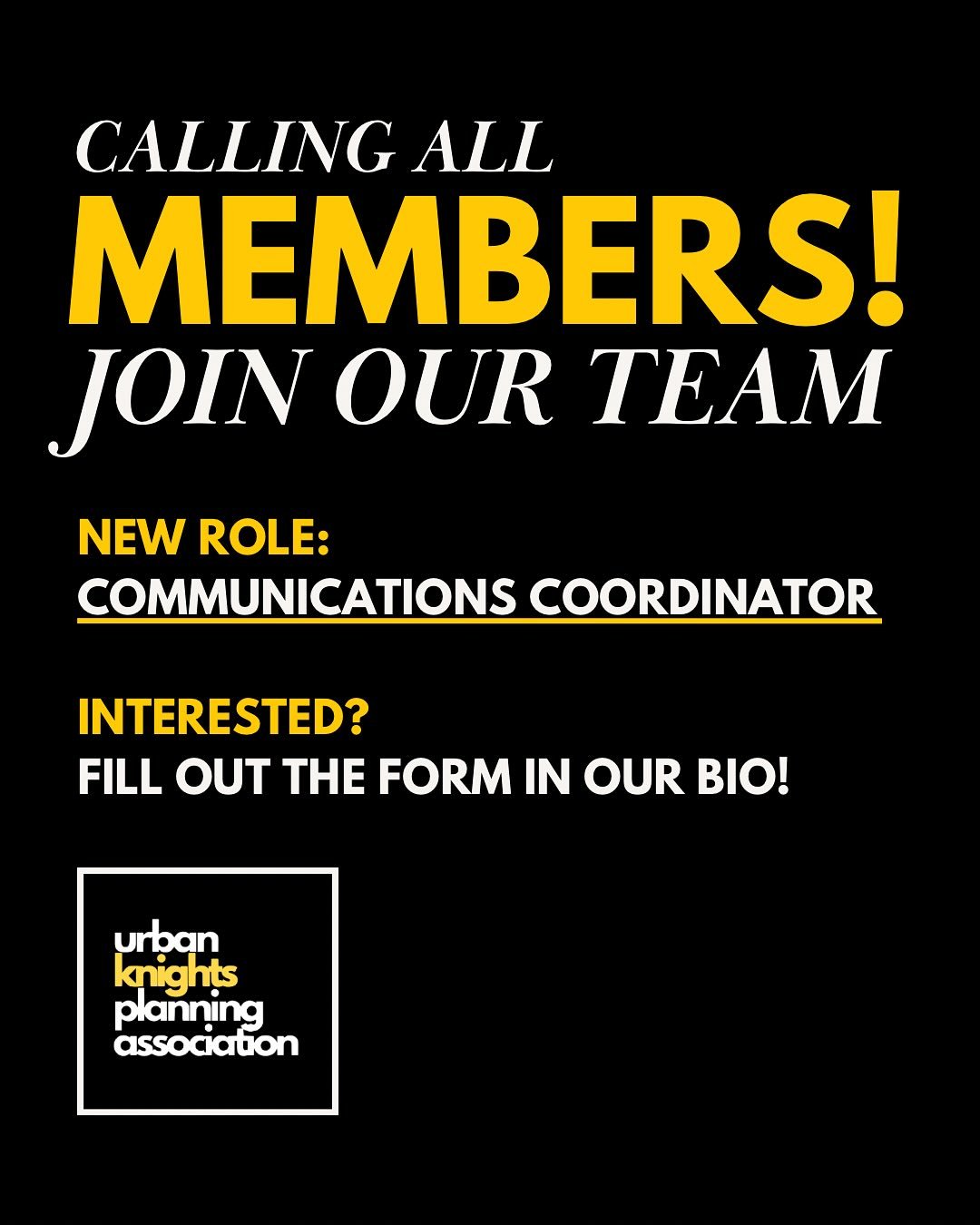 New Communications Role! Join our Board! If you&rsquo;ve followed us for a long time, you know we&rsquo;ve leveled up our socials by 600%. We want to keep up our social media momentum and build our Communications team! ✨ 📞📟📡 Join our Director of C