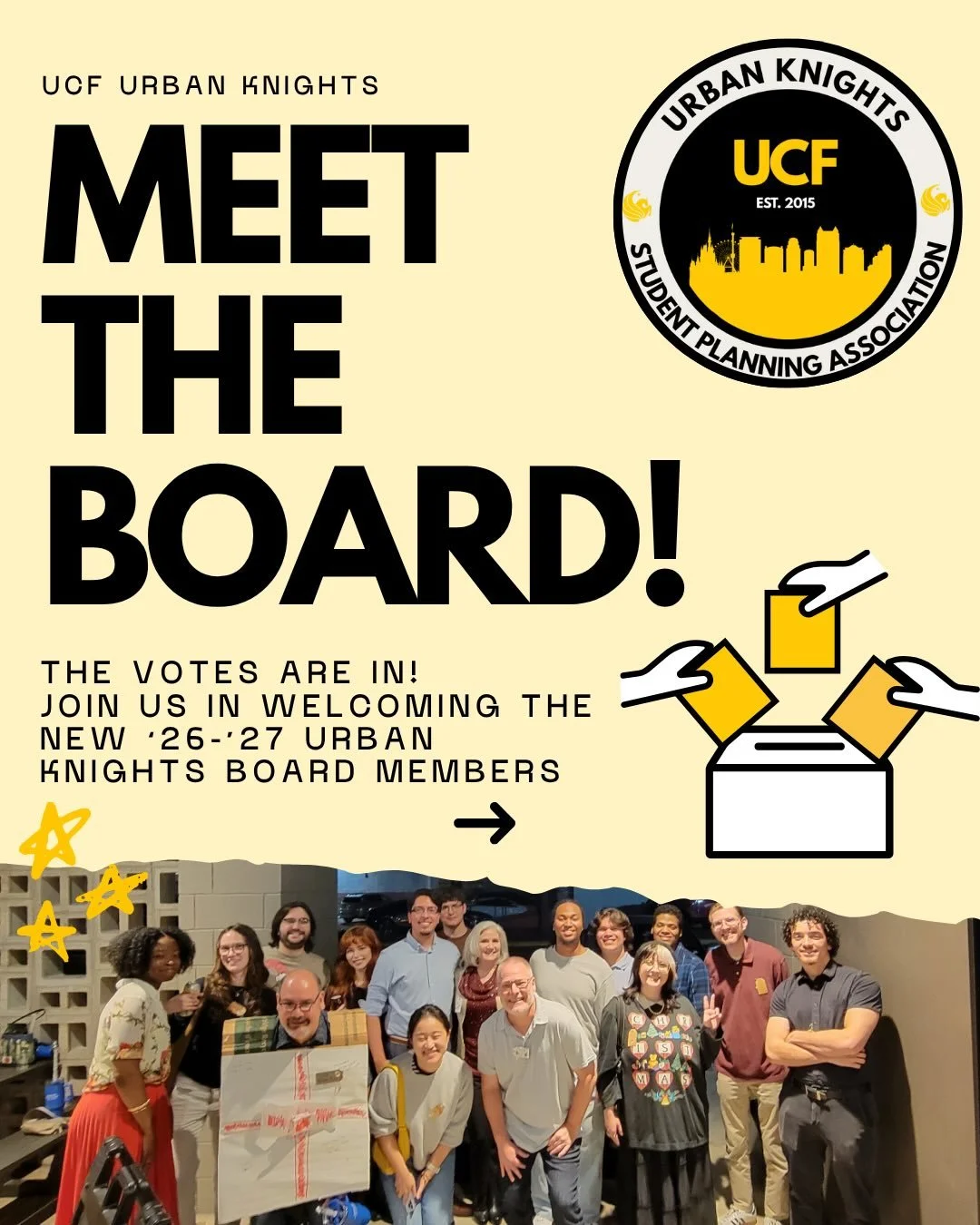 🎉Join us in welcoming the 2026&ndash;2027 Urban Knights board!

Our new leadership team brings together a diverse group of students, from junior undergraduates to second-year masters students, representing a wide range of planning interests and pers
