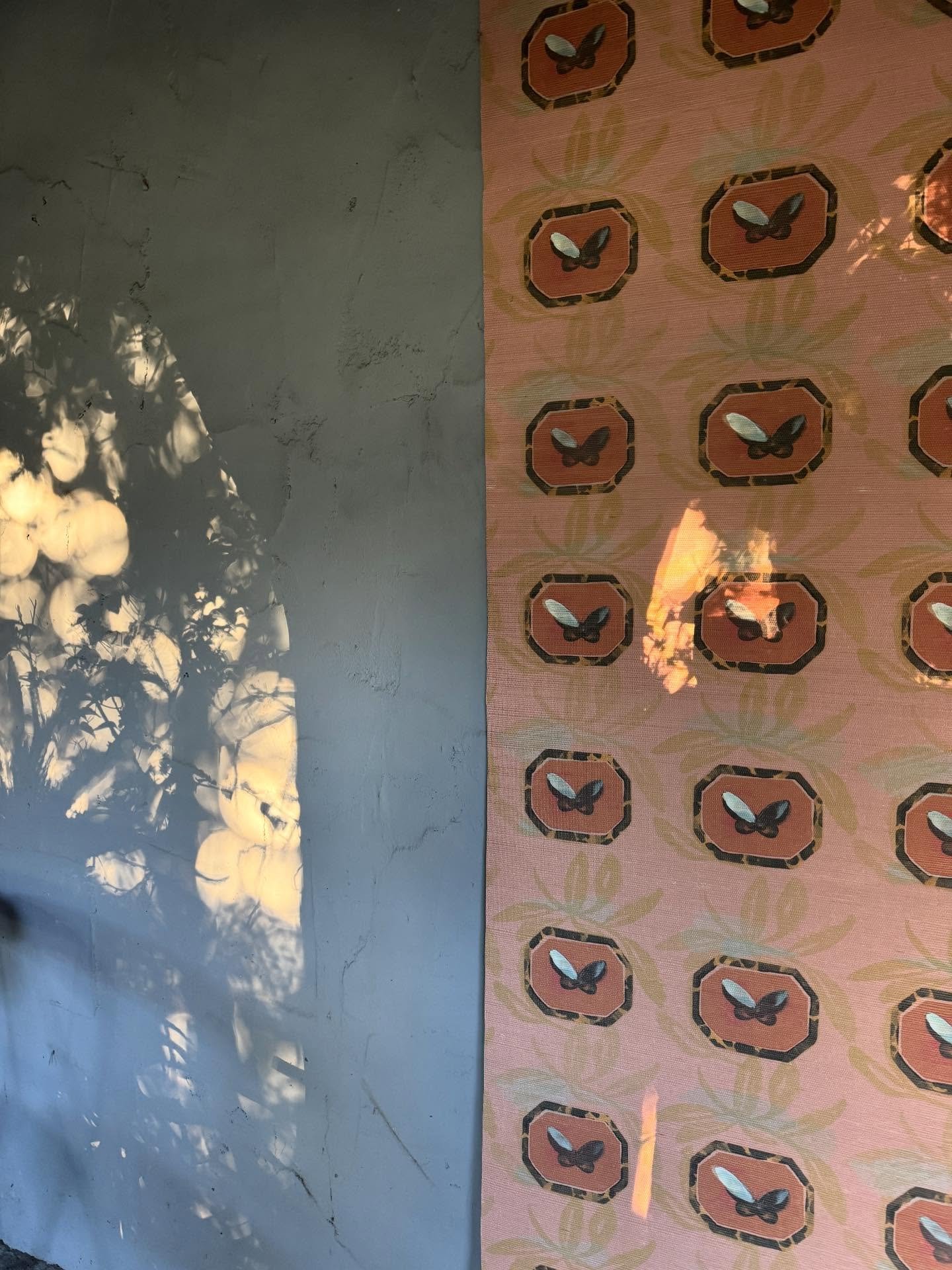 Butterfly Reliquary printed on Sisal Grasscloth. #nikiwadlington #wallpaper #wallcoverings #interiordesign