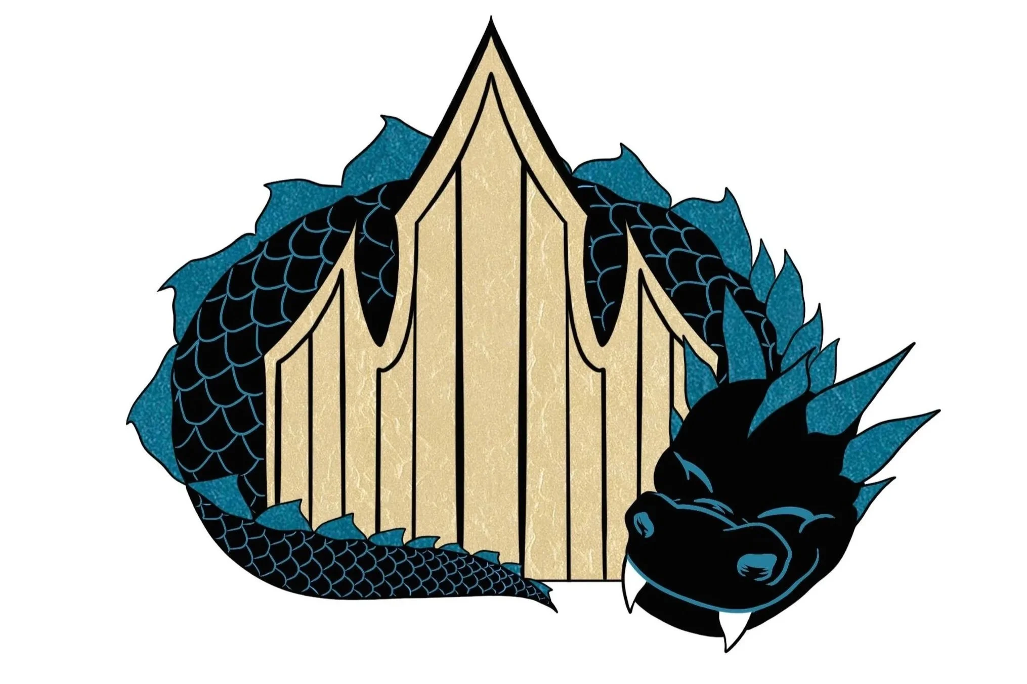 Sleeping dragon with golden gate arch