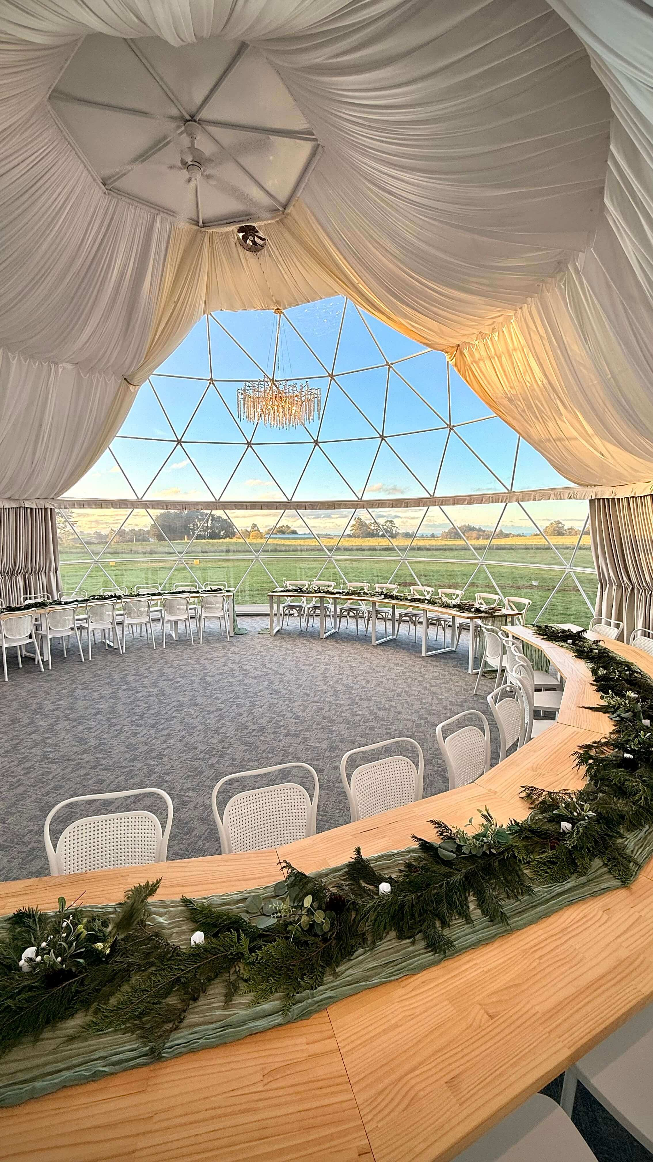 inside a wedding venue dome