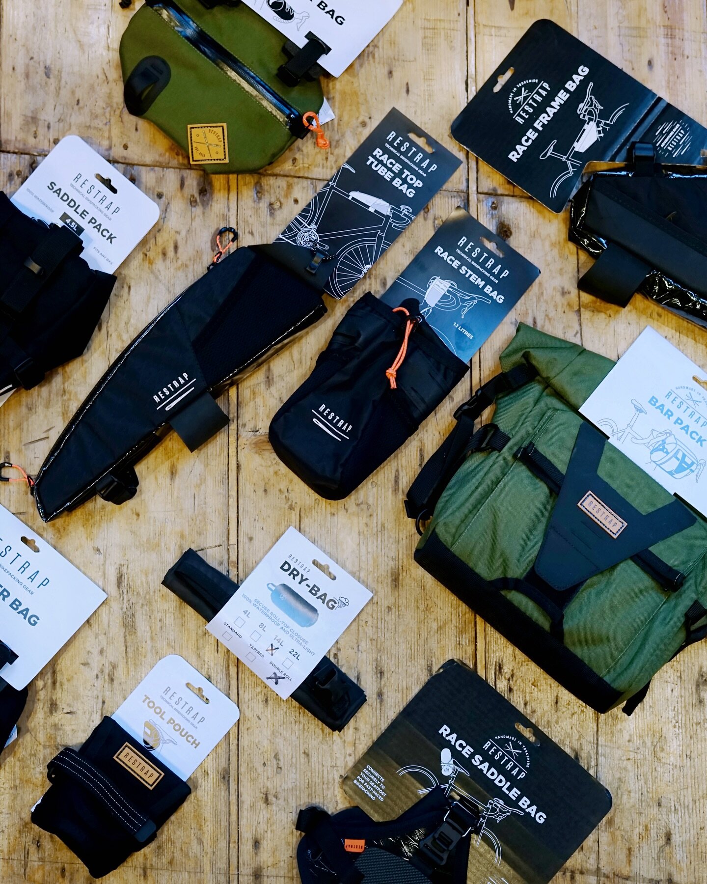 We&rsquo;ve restocked our @restrap bike packing gear! We have a large variety of bags, accessories, mounts and cages on display in the shop, including a complete set of the ultralight Race bikepacking bags 👀

Are you planning a trip on the bike comi