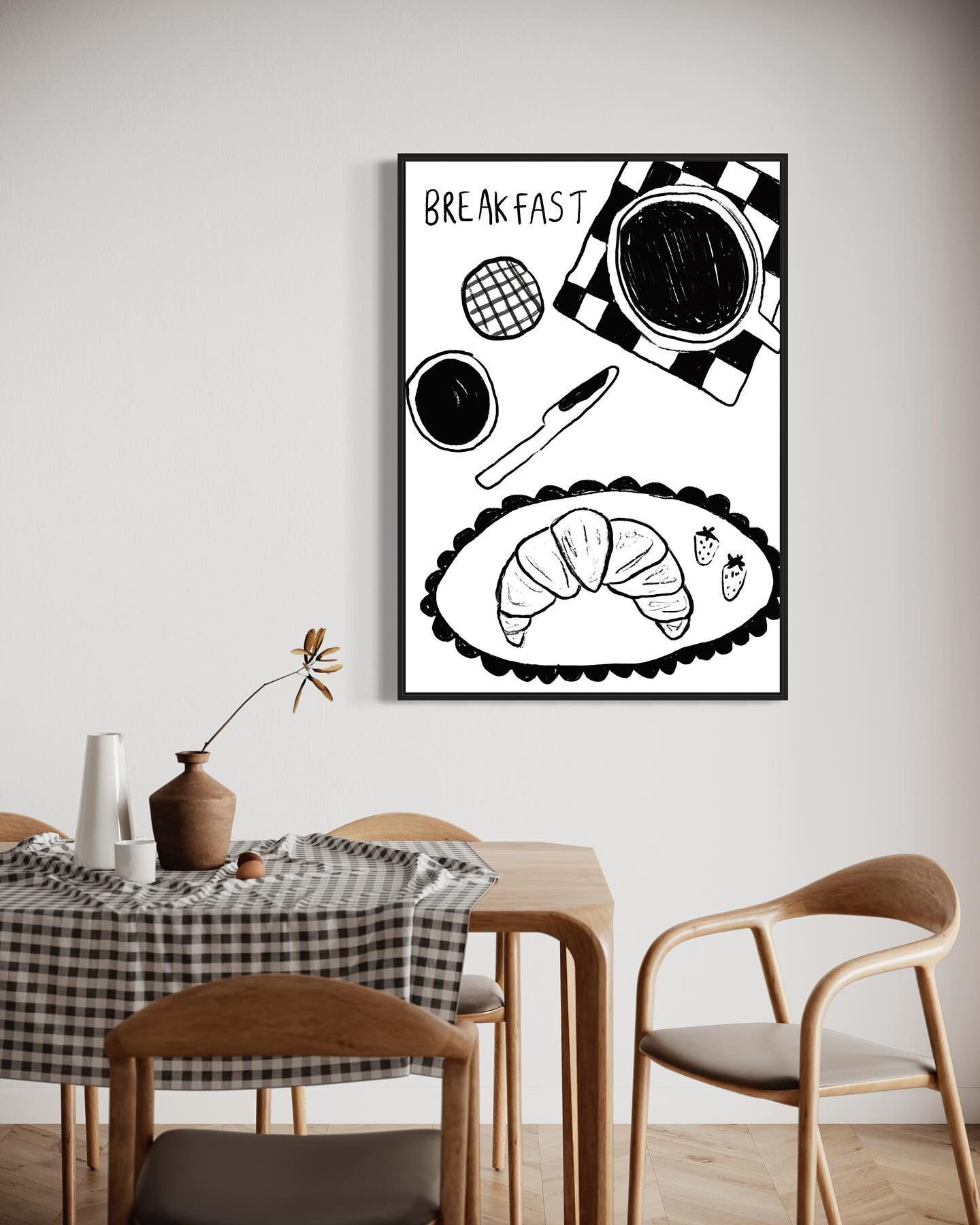 Who doesn&rsquo;t love coffee and a croissant 🥐 ☕️

Now available on my website, link in bio 

#artprint #art #wallart #monochromaticart #boldart #breakfast #brunch #kitchenart #kitchenaesthetic