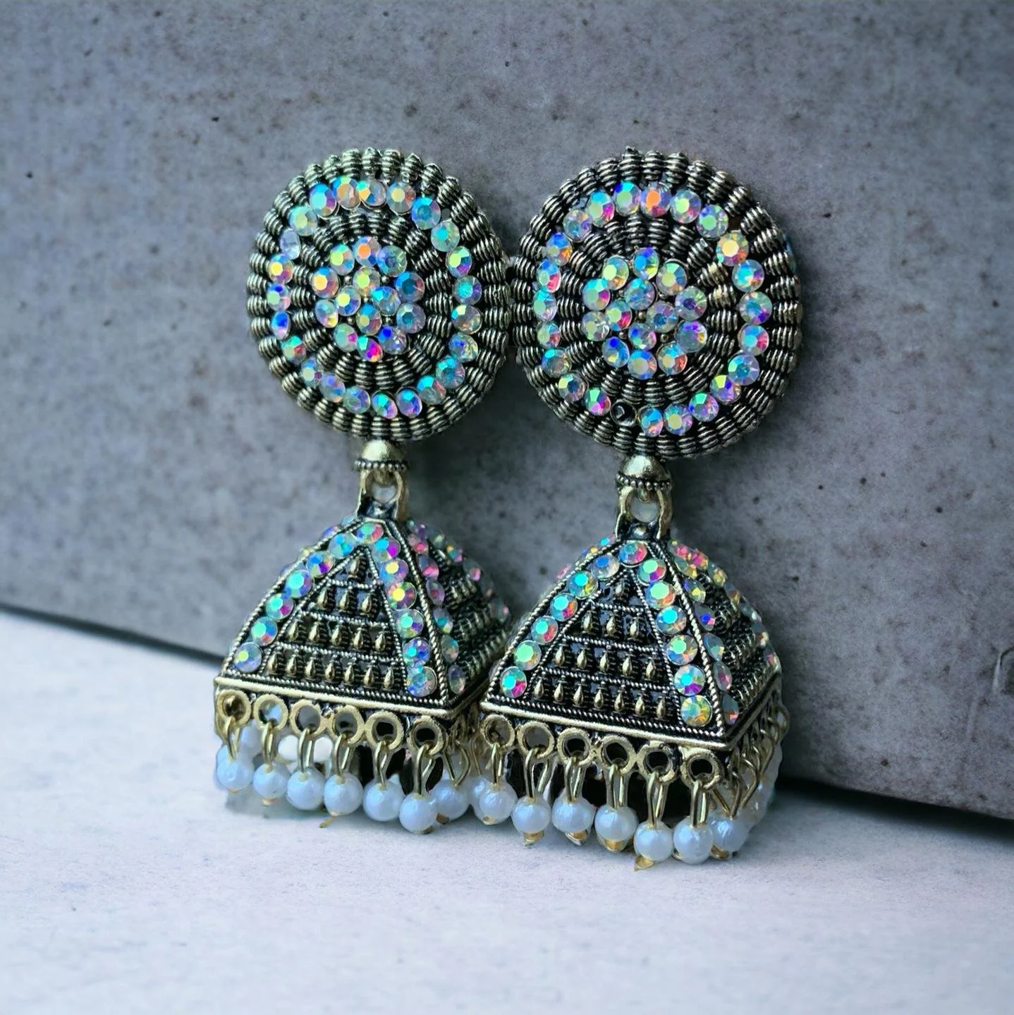 OXIDIZED PEARL JHUMKI