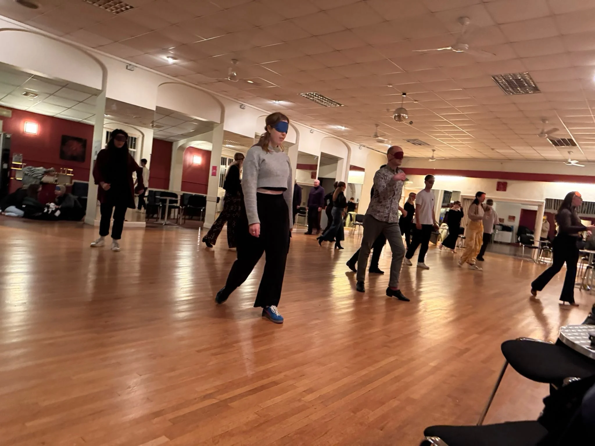 Event poster for Foxtrot Oscar Dance event, showing dancers in a dance studio with a few people observing. The poster details a night of social dancing and discussion on January 31, 2026, at Grafton Dance Centre in Dulwich, featuring panel discussion and ballroom and Latin social dance, plus performances.