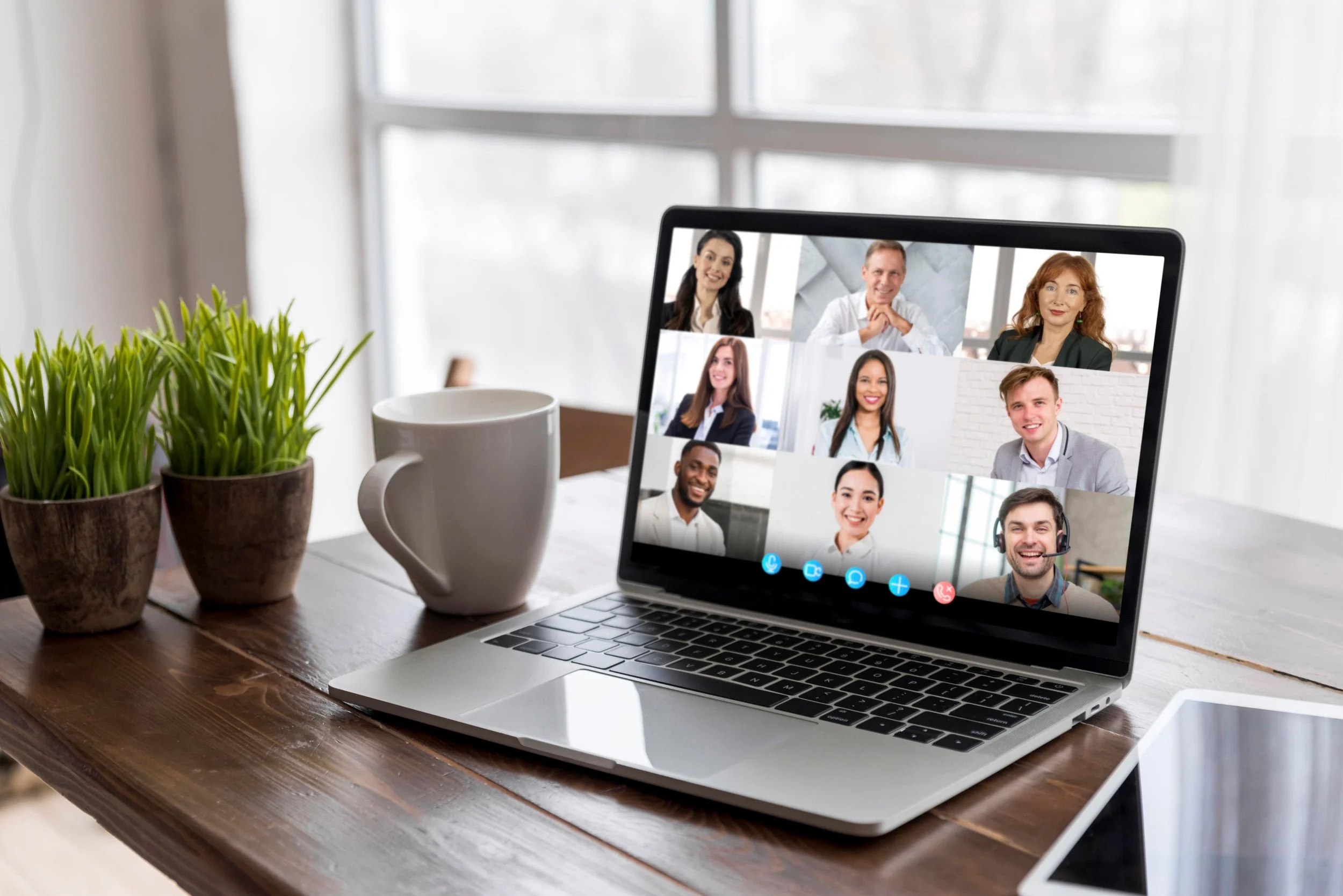 Adult students learning in an online group language class