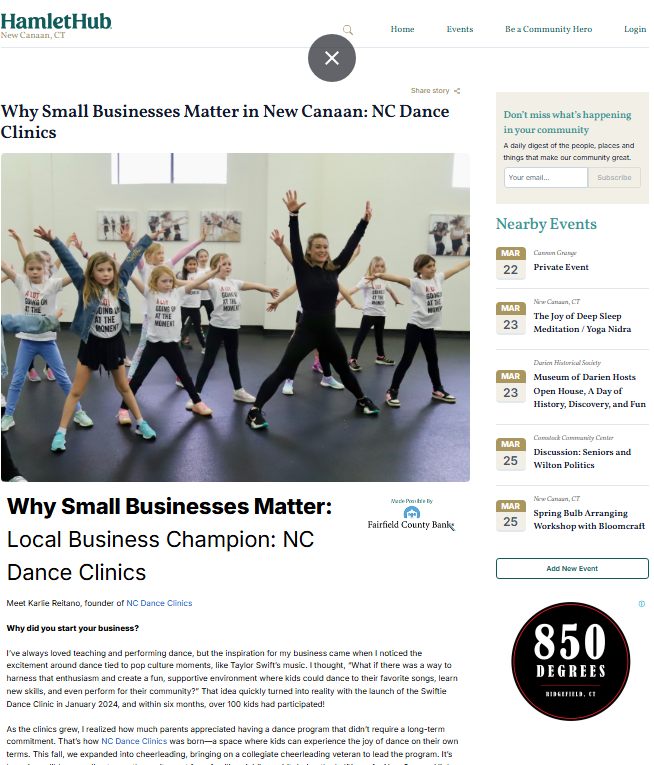 HamletHub highlights how NC Dance Clinics proves small businesses can create big change through dance.