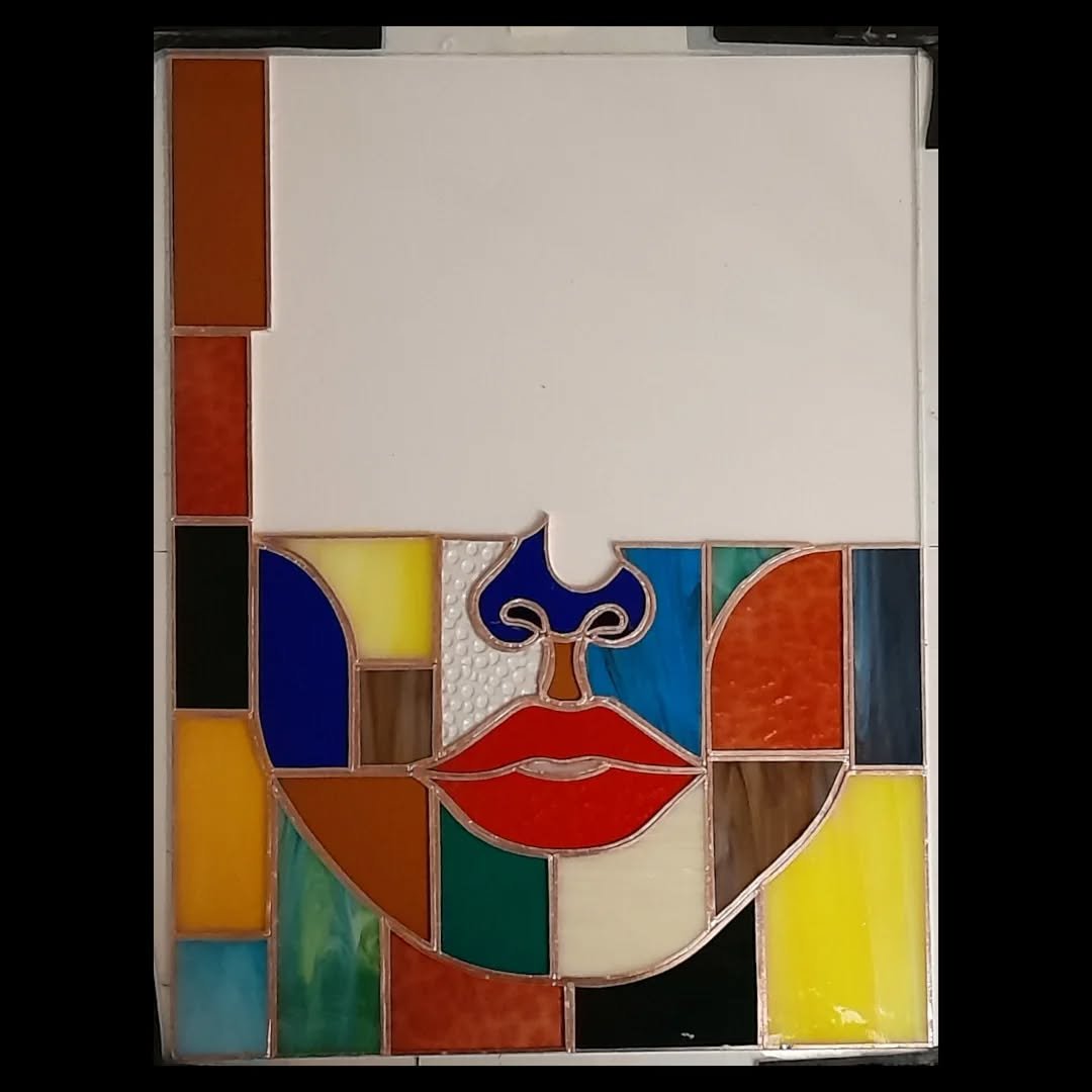 Work in progress 

Tiffany style stained glass 

405mm x 305mm 

Long but satisfying day 😄. Fingers crossed she 'pops' when she sees daylight 🤞.

Reveal tomorrow. 

Avaliable shortly.&nbsp; Click the link in my bio to head over to my shop or DM me.