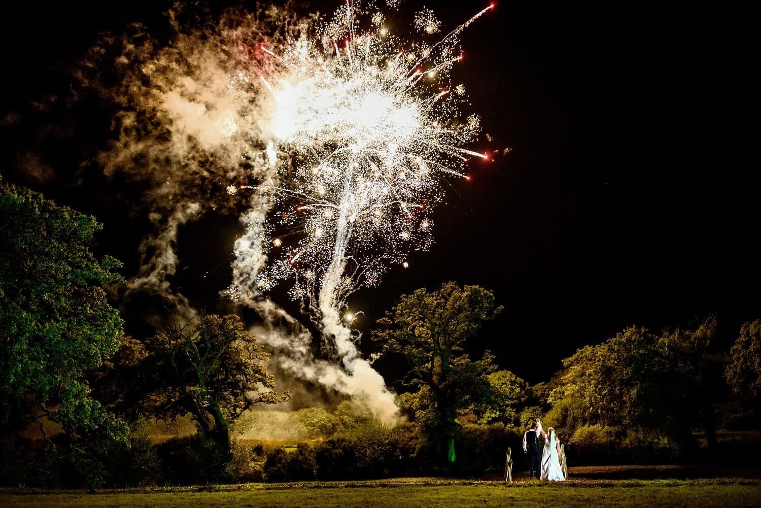 Wedding Fireworks at Oldwalls Gower. South Wales wedding photographer Real and Rich Photography.