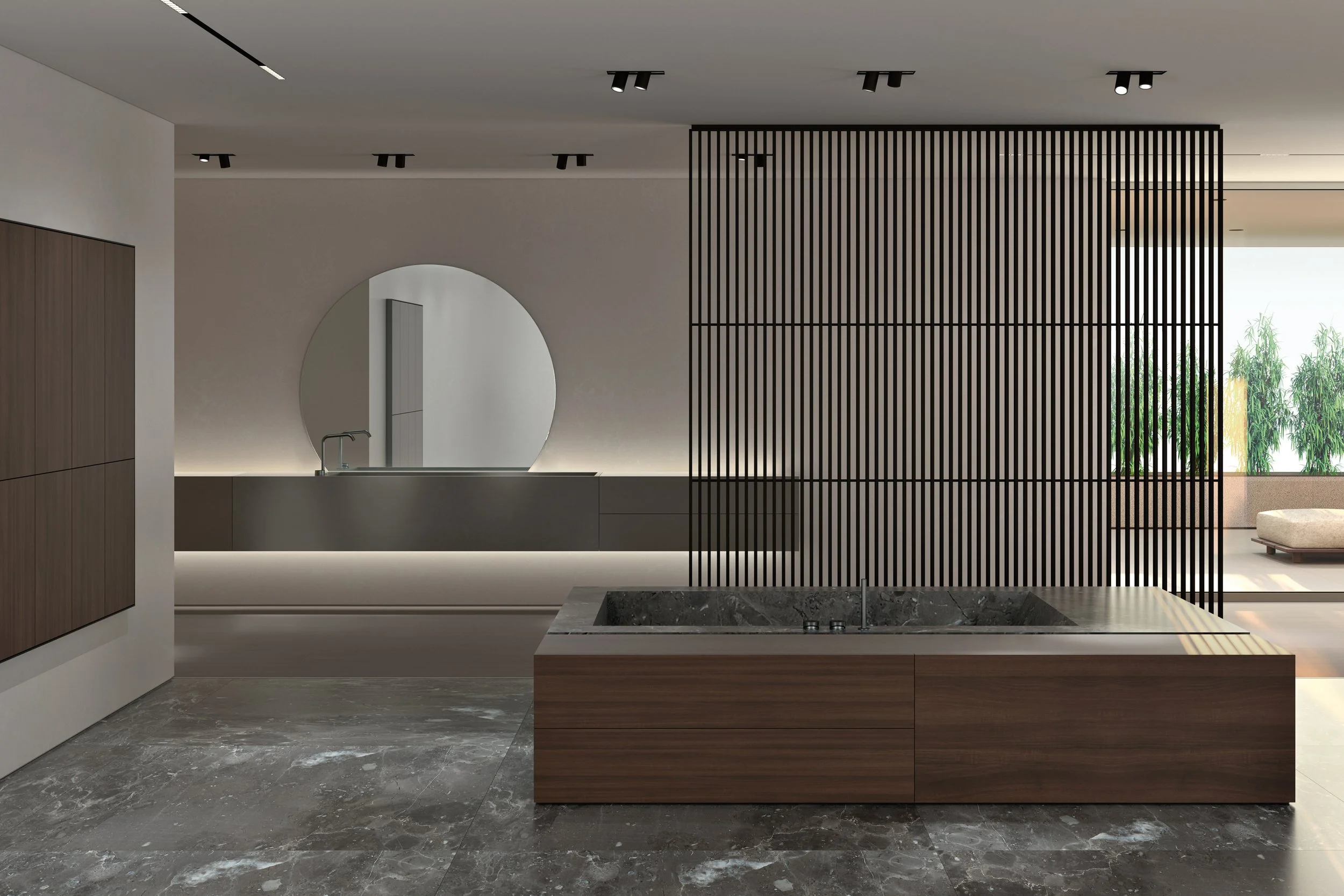 Makro bathroom project in Poole with porcelain tiles, designed by Abitalia South Coast in Dorset, Hampshire, and Surrey.