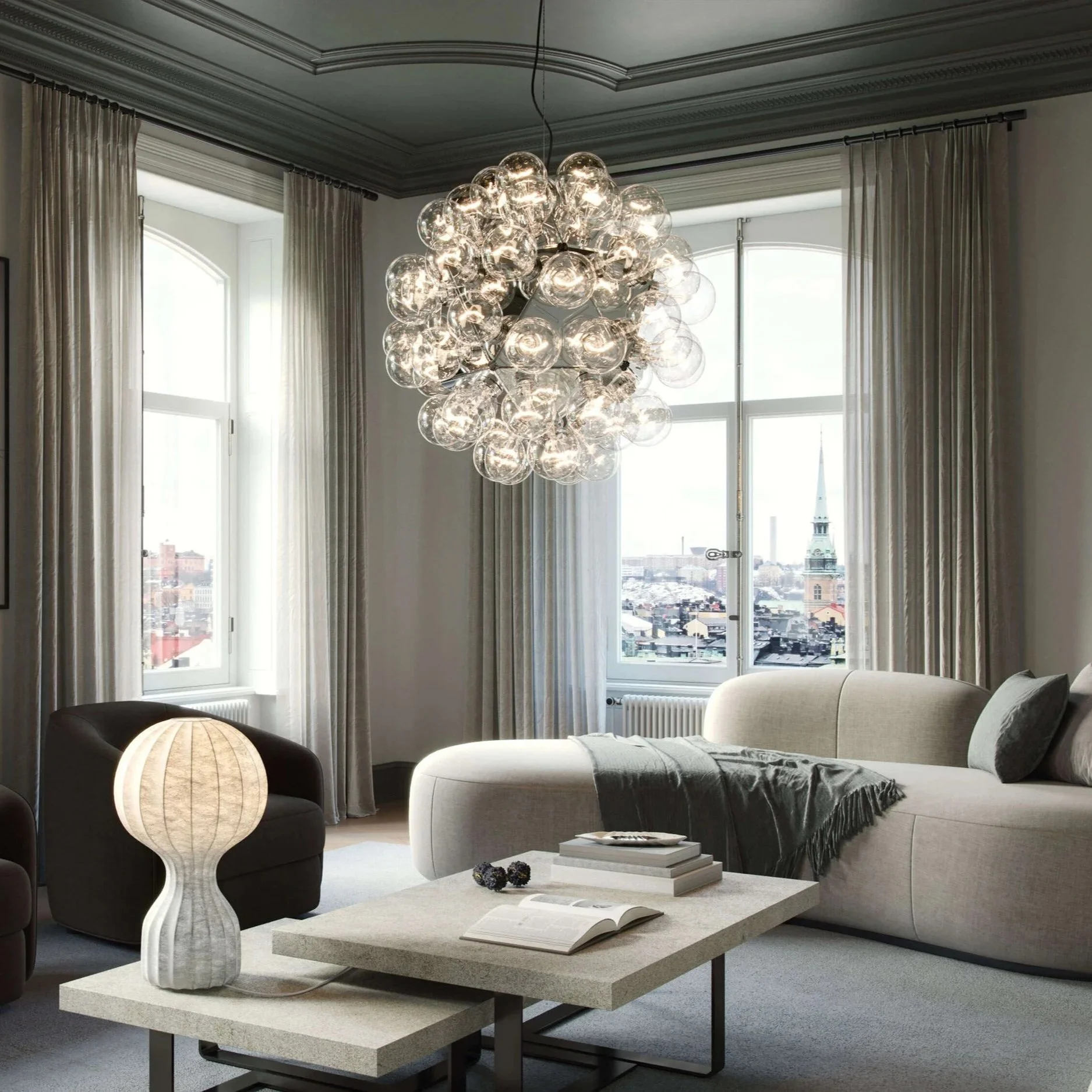 Contemporary interior with Taraxacum 88 pendant as design focal point.