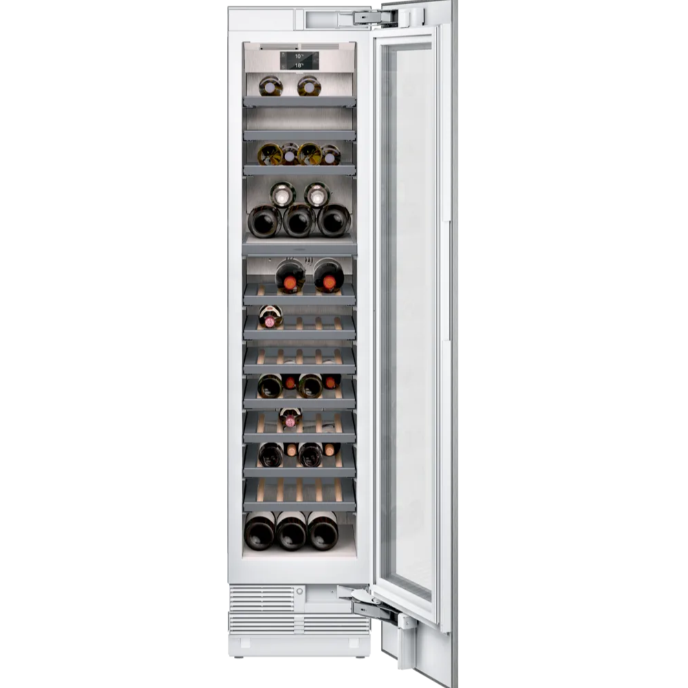 Gaggenau temperature-controlled wine cabinet with glass door, supplied to luxury homes across Surrey, Dorset and Hampshire.