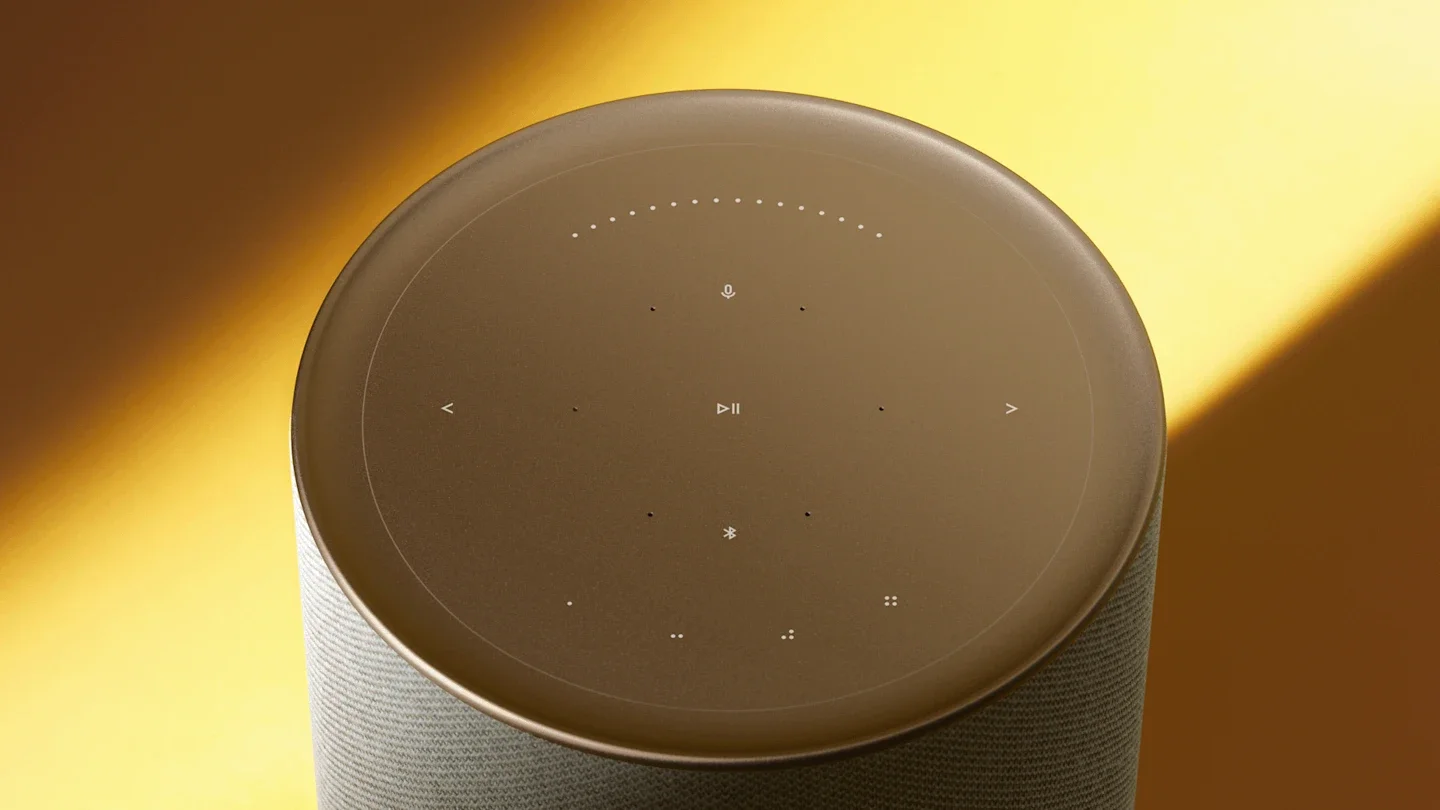 Minimalist modern interior featuring Beosound Balance wireless speaker.