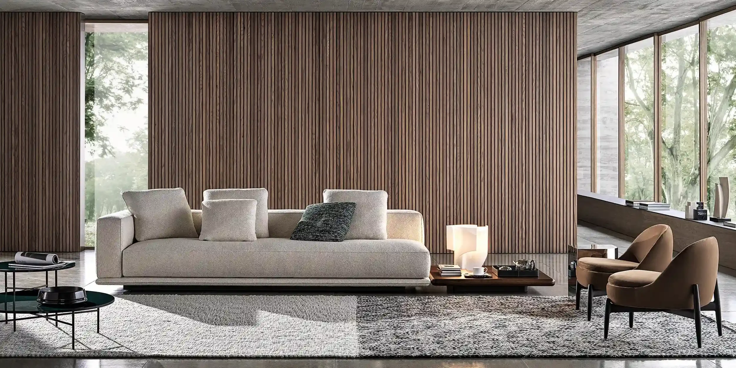 Minotti sofa for contemporary and clean interiors, available through Abitalia South Coast in Dorset, Hampshire, and Surrey.