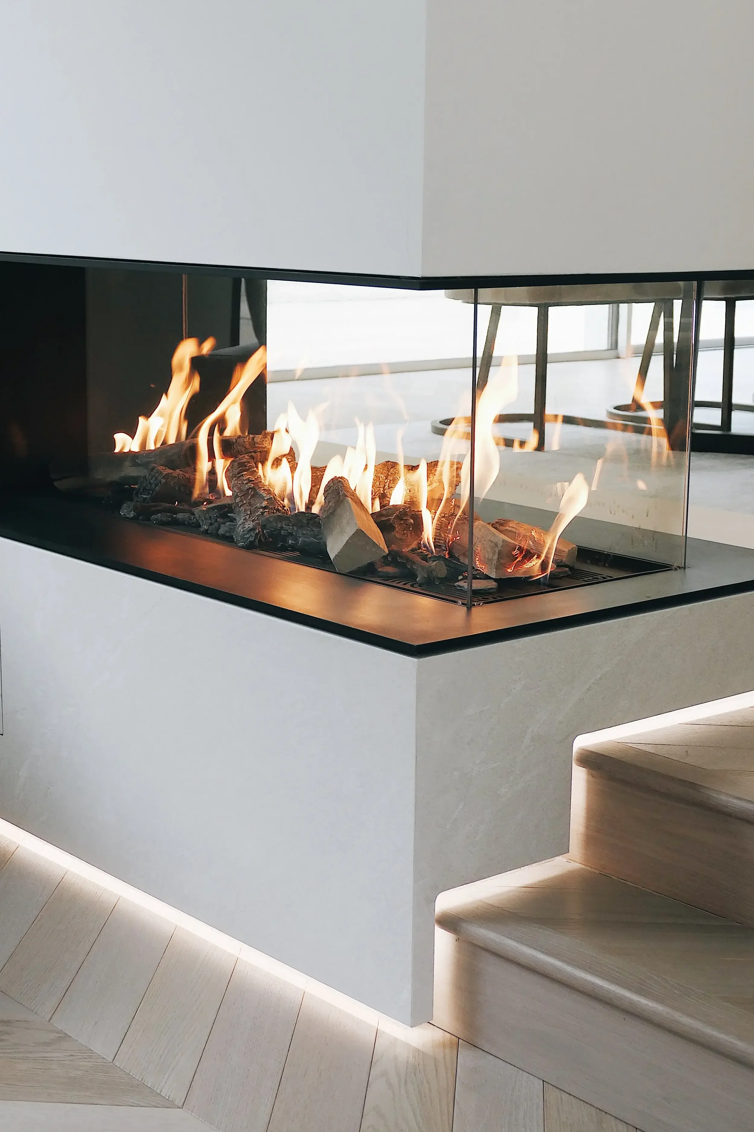 Minimal and clean fireplace designed by Abitalia South Coast in Canford Cliffs.