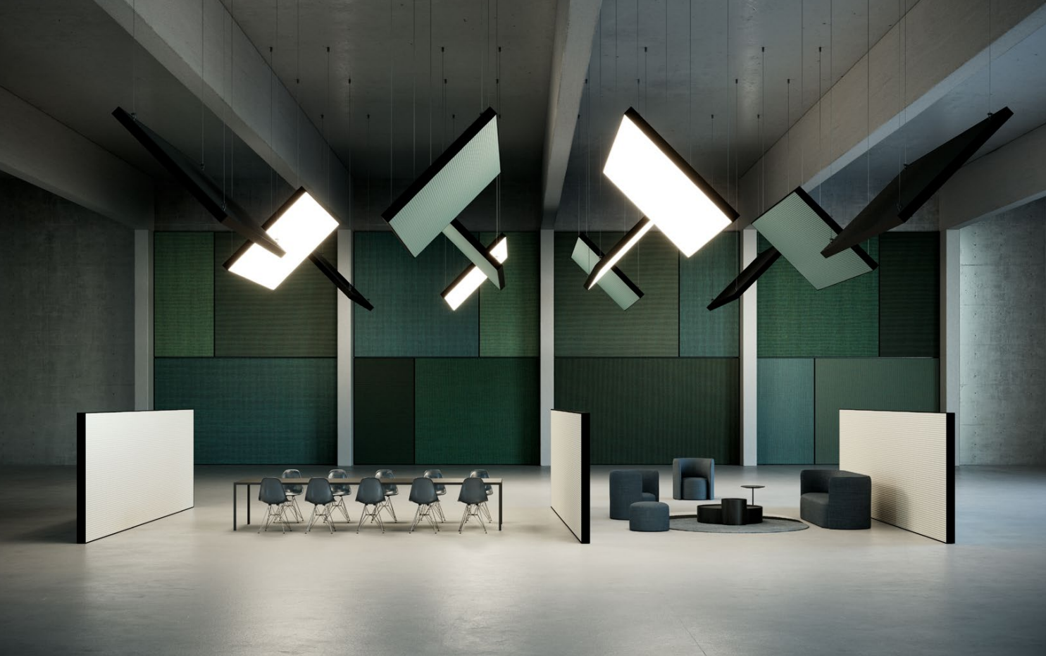 Dresswall smart ceiling lighting system with tunable white technology.