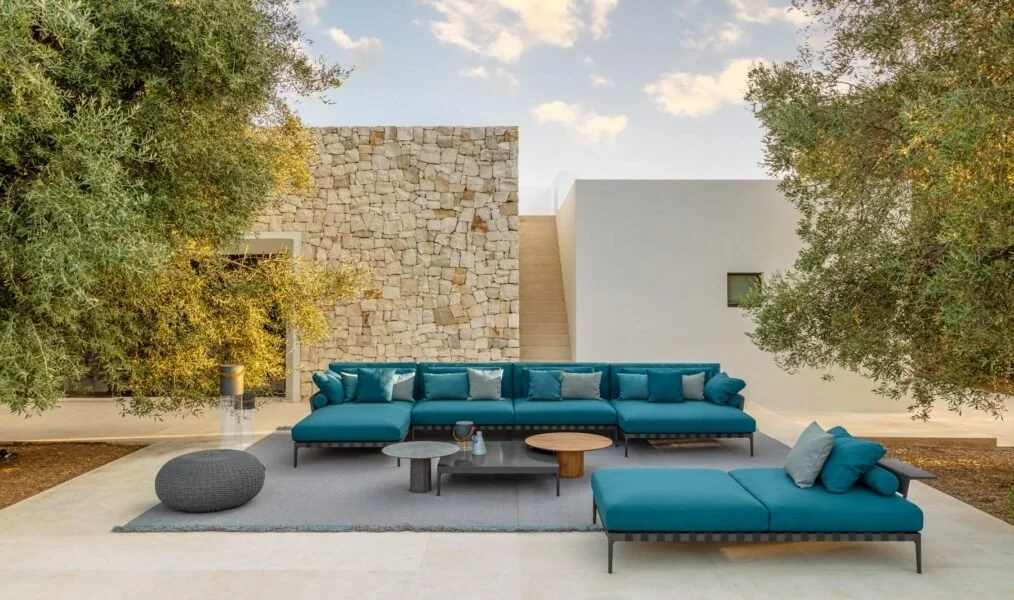 Outdoor living with Talenti Salinas Sofa and elegant accessories.