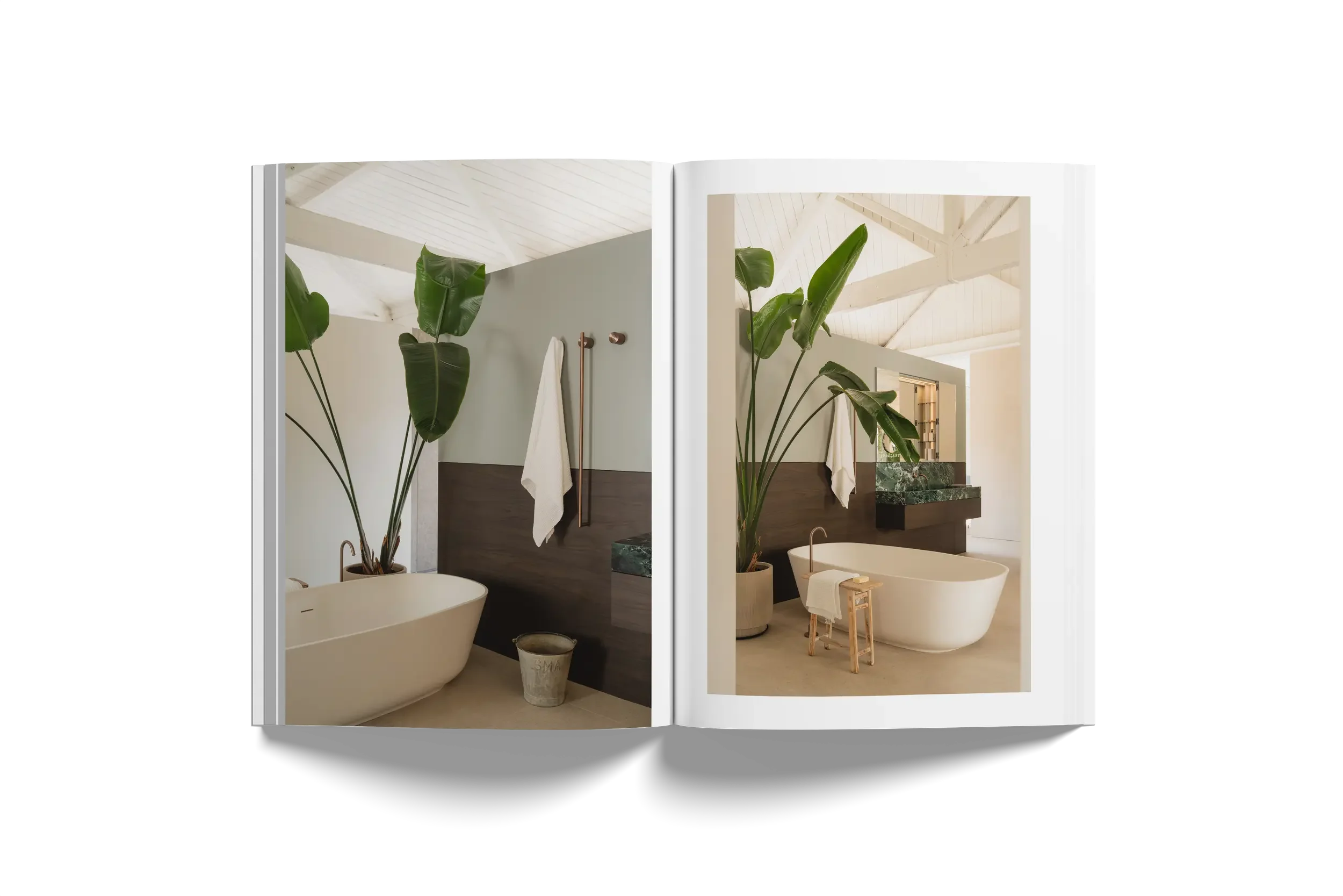 Contemporary bathroom interiors at our Poole showroom: Antonio Lupi Baia Bathtub, Maxi Porcelain Sink, Makro wooden vanity with LED recessed mirror, and Cea Designs Electric Bathrobe Warmer.