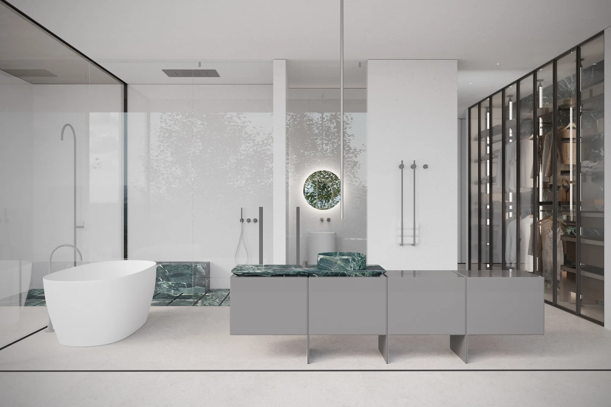 Porcelain countertop wash basin in luxury bathroom, interior design by Abitalia South Coast for Dorset home.