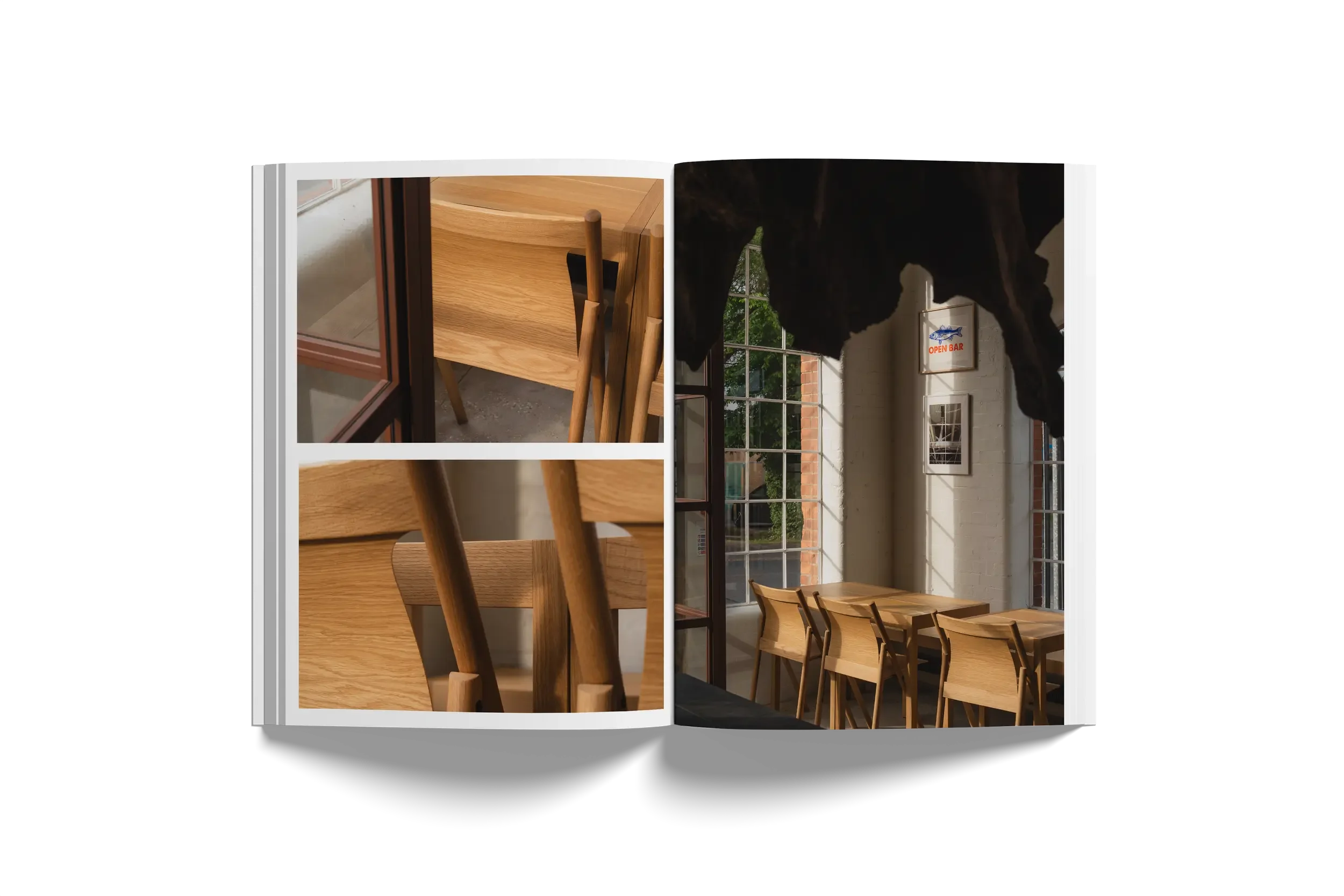 Contemporary design at our Poole, Dorset showroom: Nikari's Faneeri folding chair and Nikari's Seminar KVP oak table.