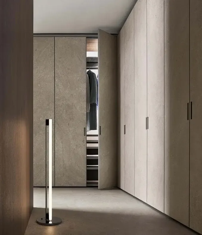 Rimadesio Cover wardrobe with Inalco panels, featuring modern design and compartments, supplied by Abitalia South Coast in Dorset, Hampshire, and Surrey