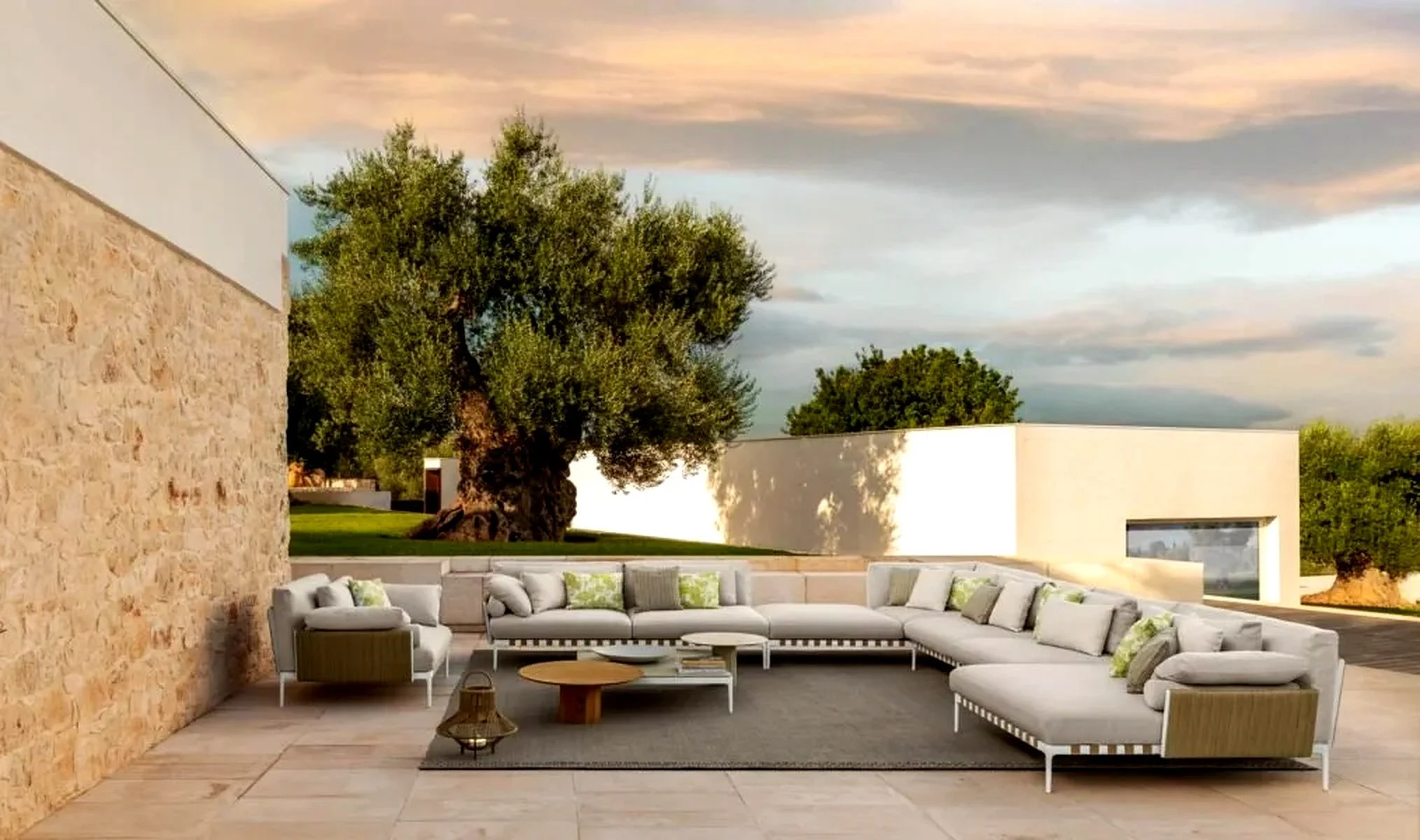 Salinas Outdoor Modular Sofa in natural light, showing its premium finish. 