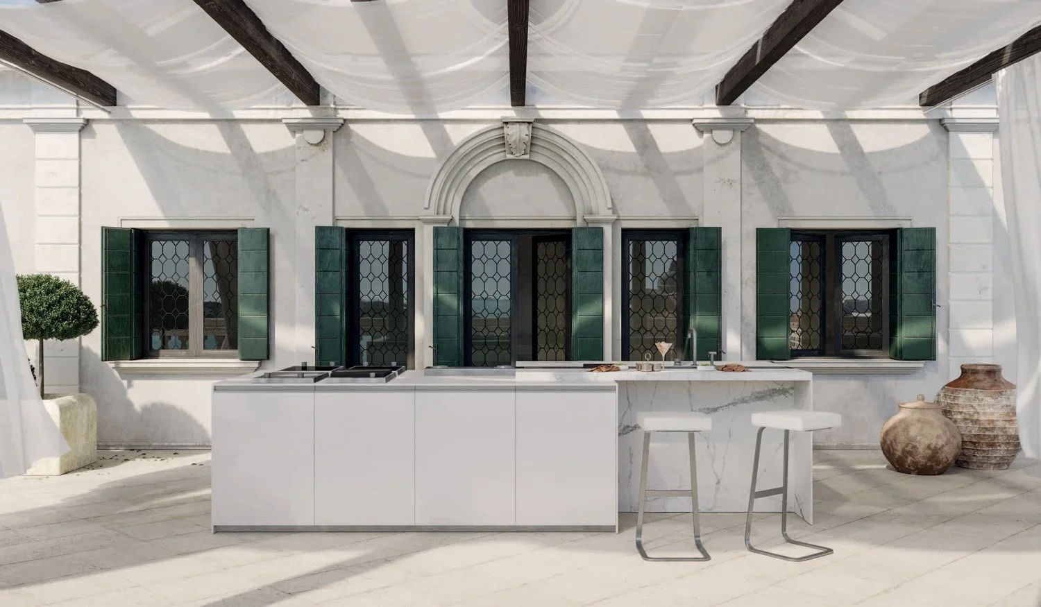 Steel and porcelain construction detail highlighting durability and clean modern lines.