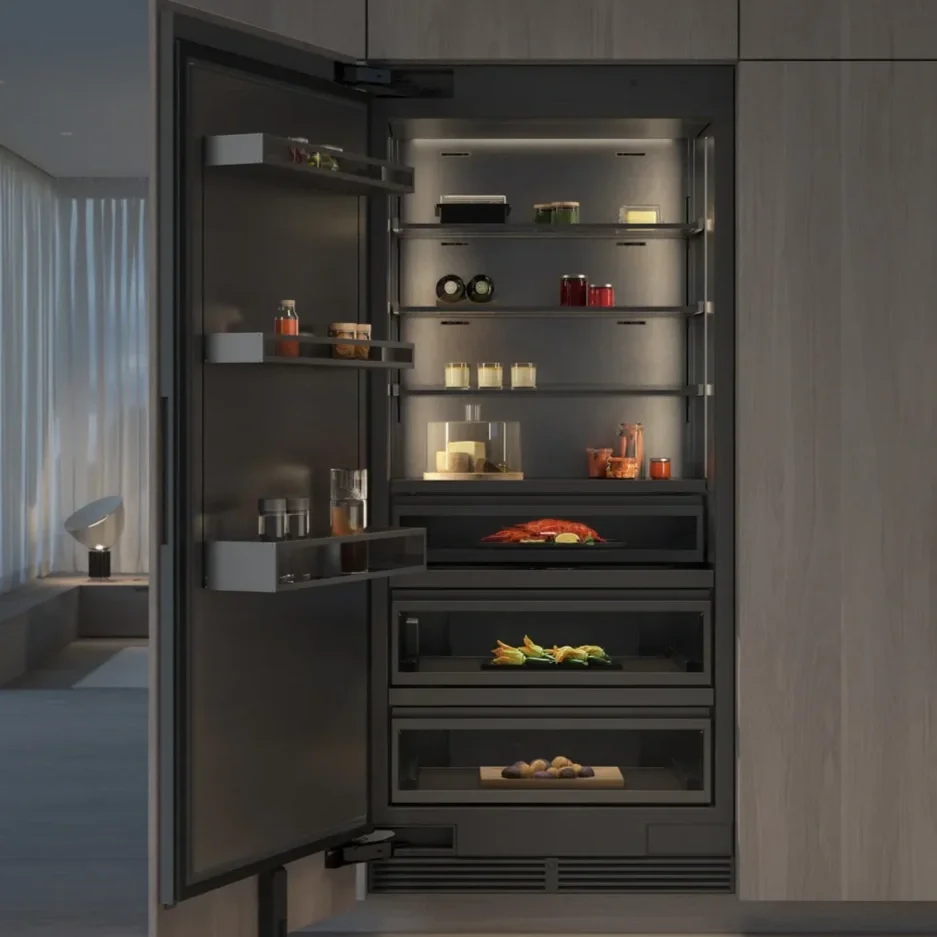 Gaggenau combined built-in fridge-freezer with separate climate zones, supplied across Hampshire, Dorset and Surrey.
