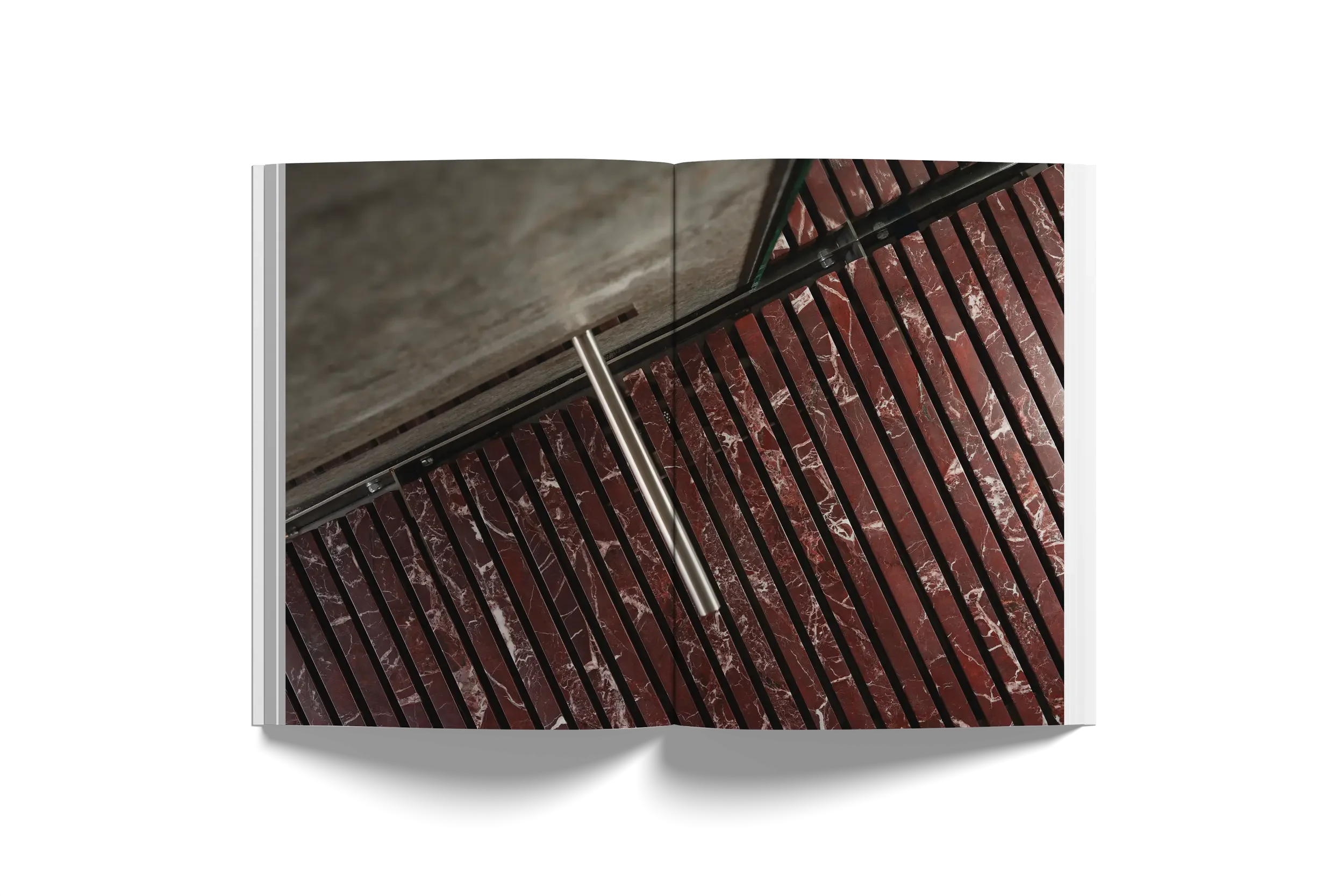 Piano Sink by Serafini - Marble in Rosso Lepanto, paired with Cea Wall-Mounted Basin Mixer, displayed at Abitalia South Coast, Poole, Dorset, UK.