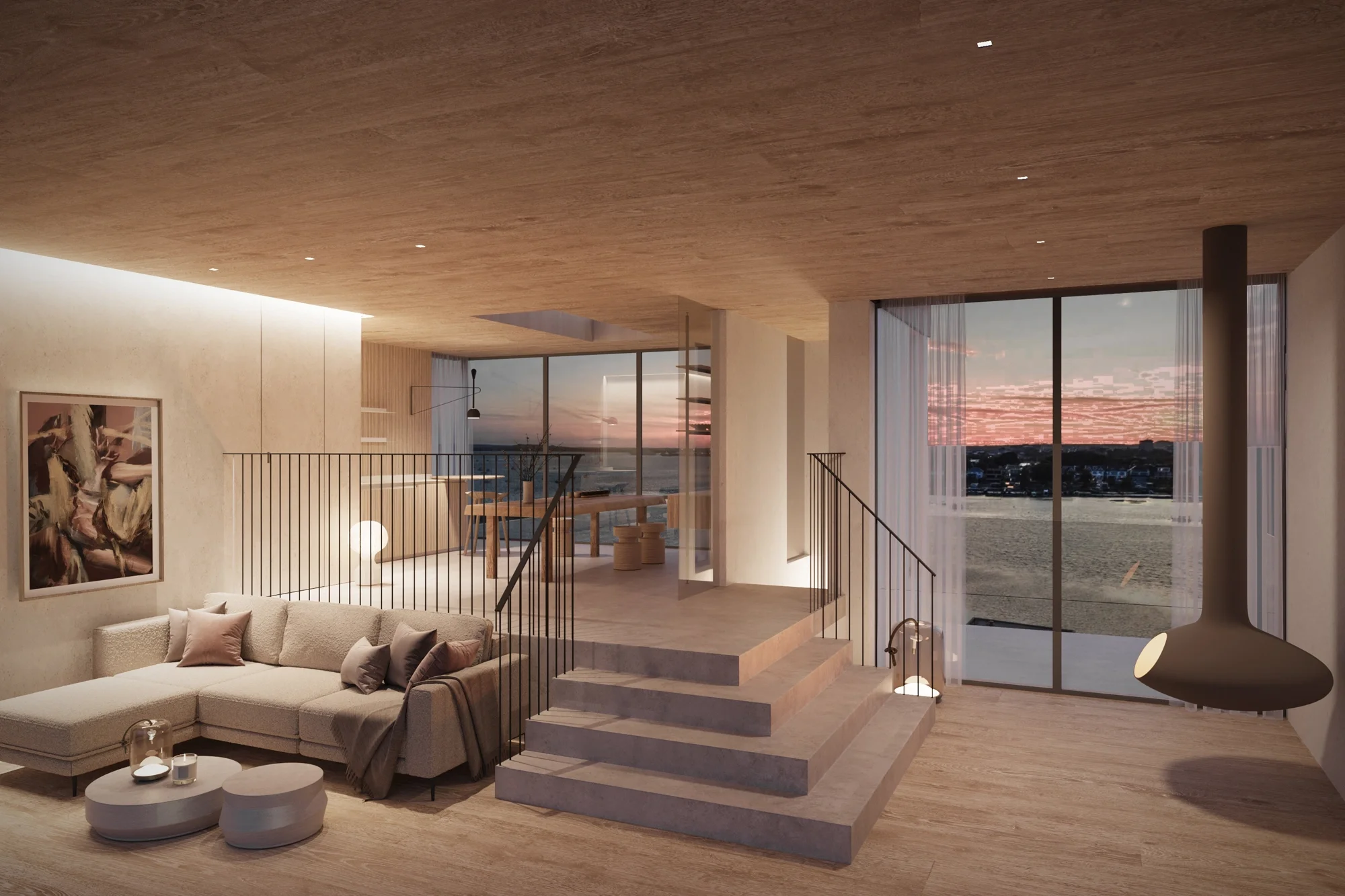 Modular Italian designer sofa in luxury open-plan living room, interior design in Surrey by Abitalia South Coast.