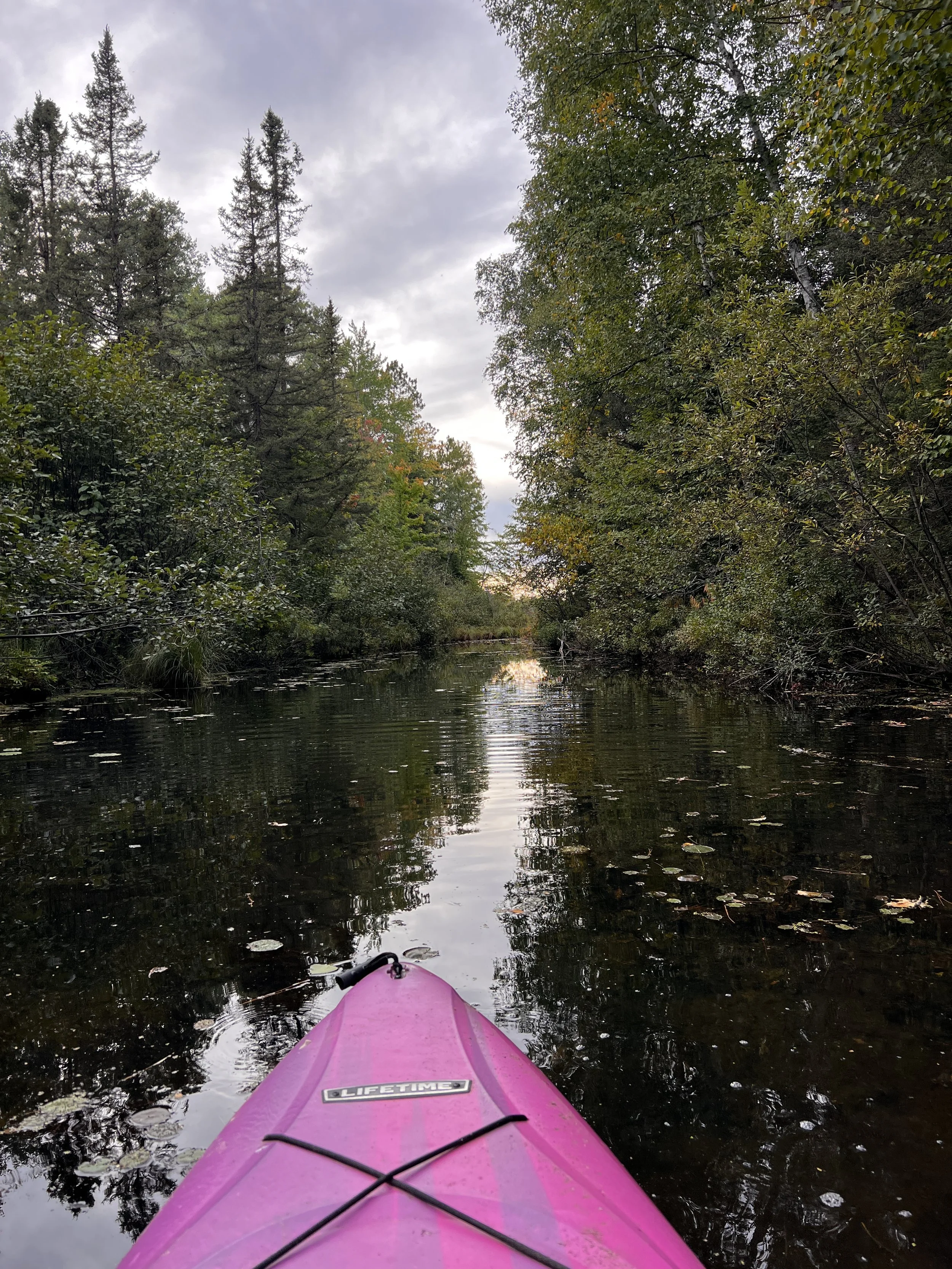 Kayaking the channel to Loon Lake