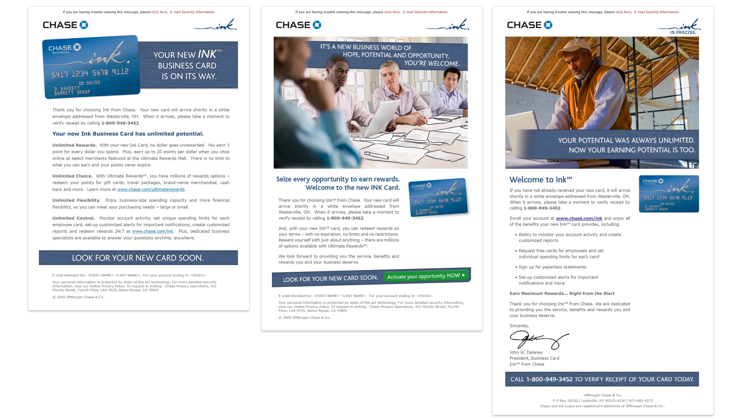 JPMorgan Chase & Co. - Chase Ink Business Credit Card Emails