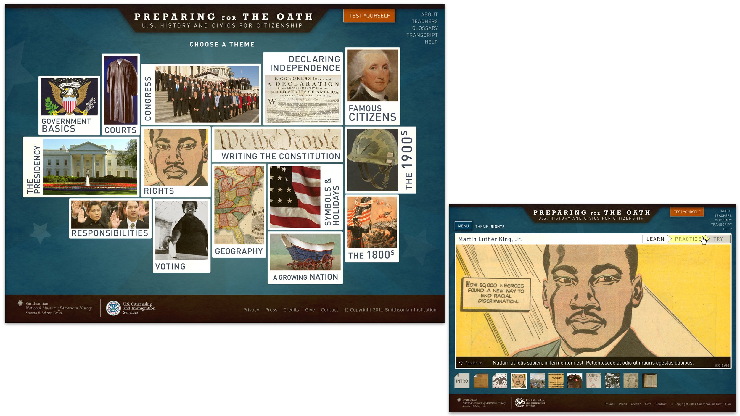 Smithsonian, National Museum of American History (NMAH) Preparing for the Oath Website Design