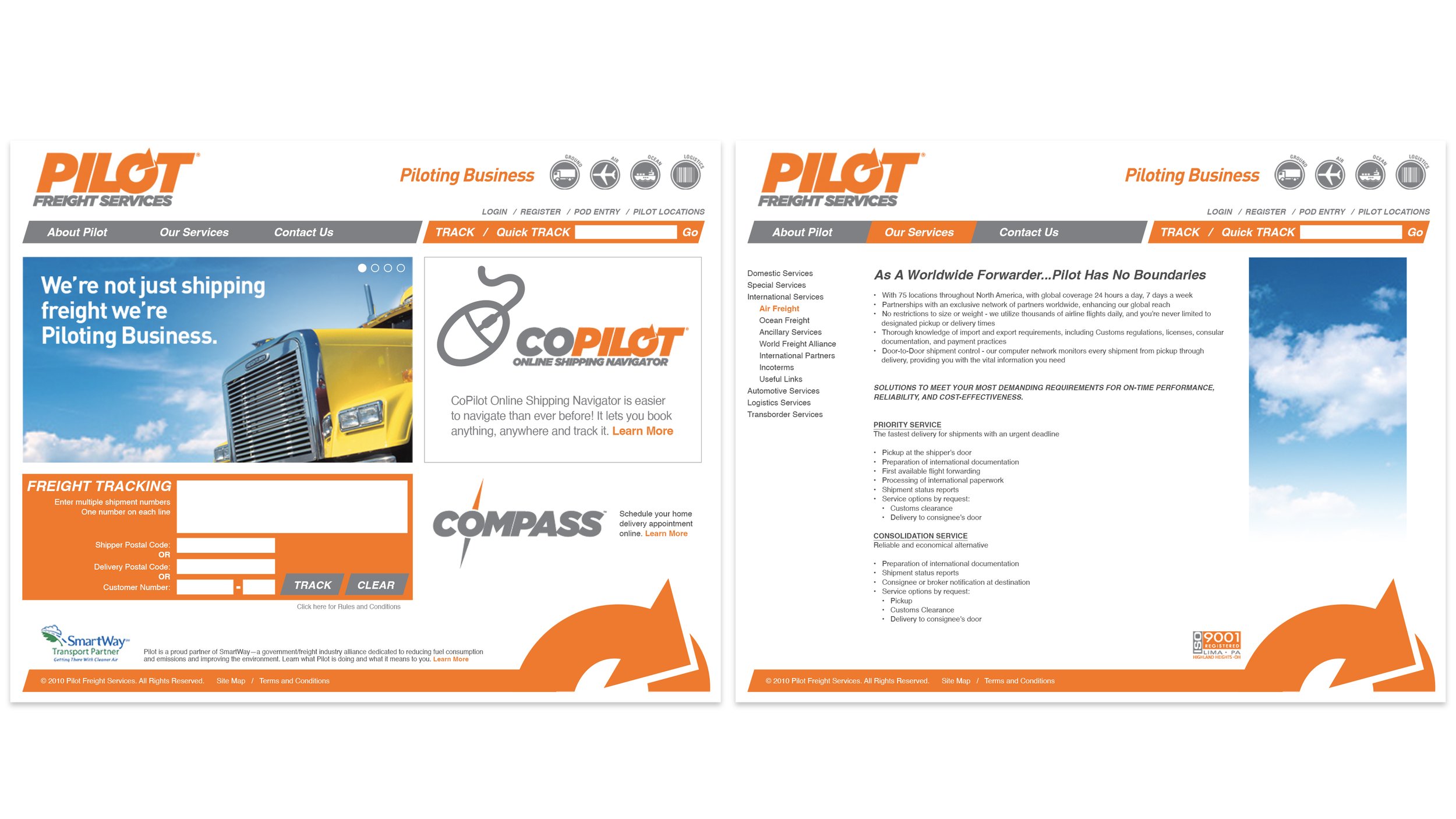 Pilot Freight Services Website Redesign