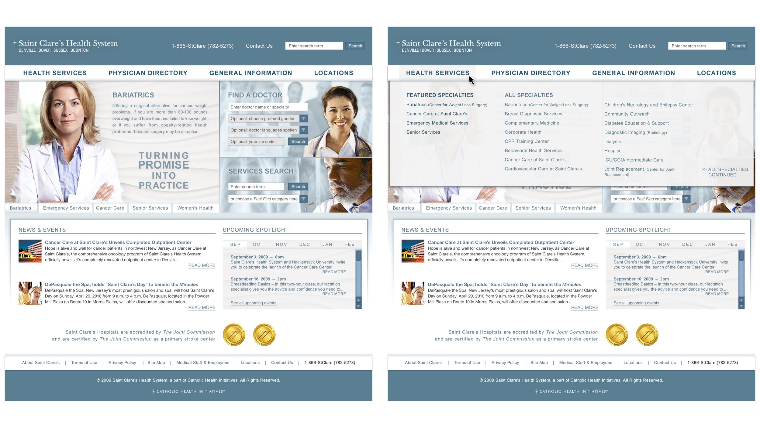 Saint Clare’s Health Website Redesign