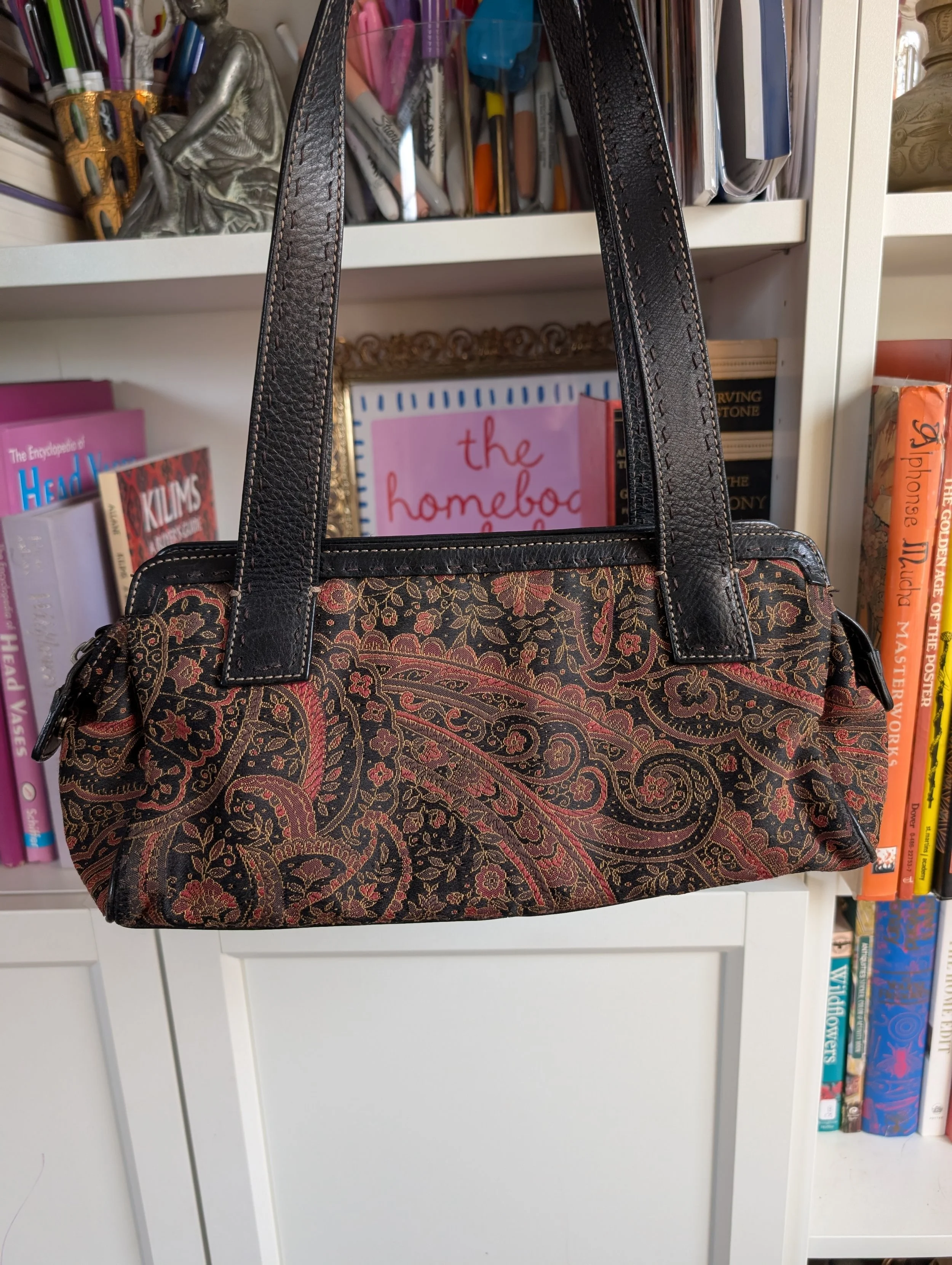 Fossil Paisley Tapestry Purse - Leather and Paisley Shoulder Bag