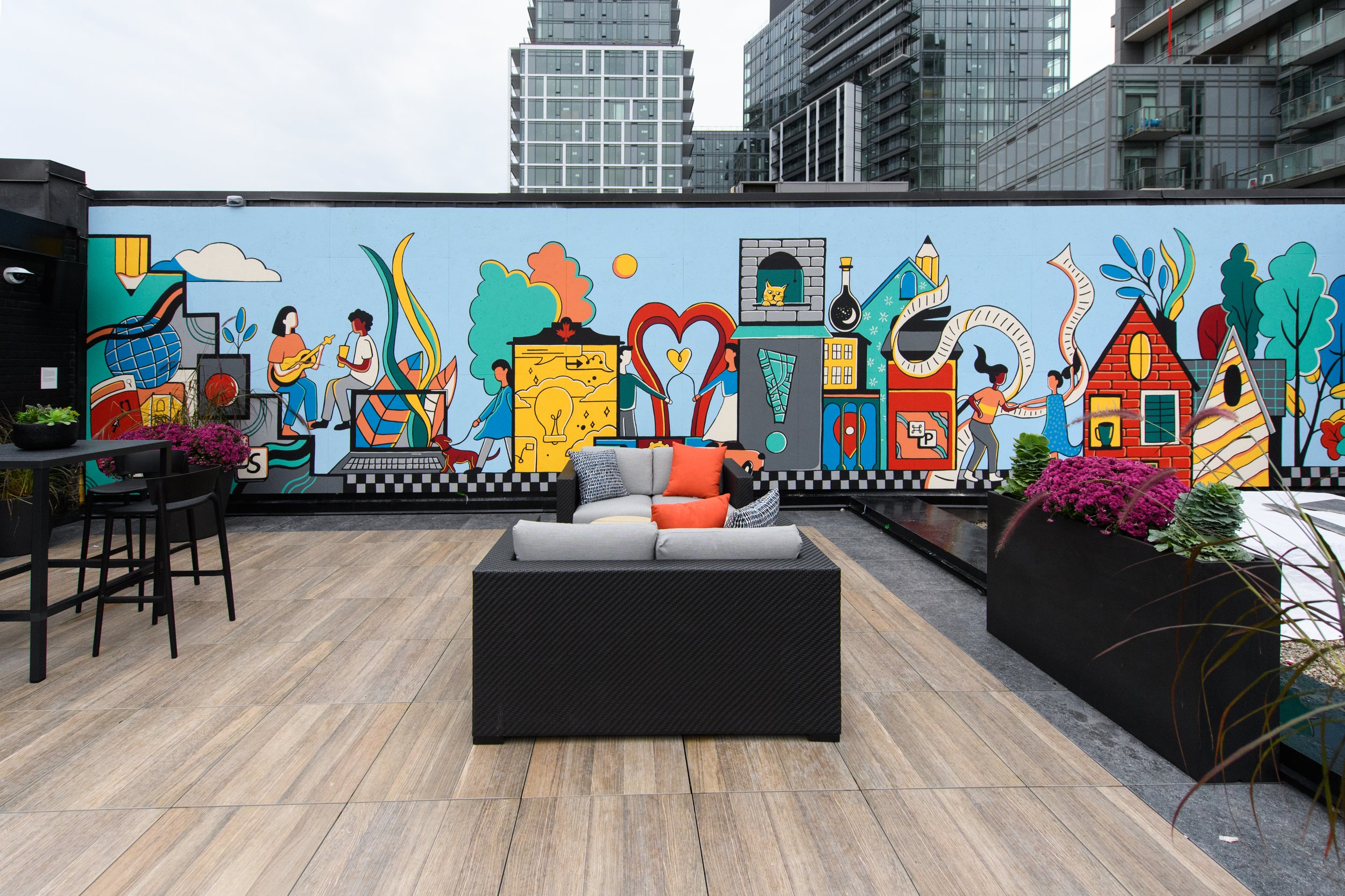 Staples Corktown features multiple art installations from local artists. 