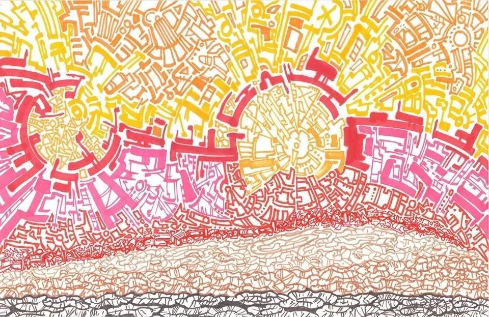 "Abrasion," maker on paper, 2015. 