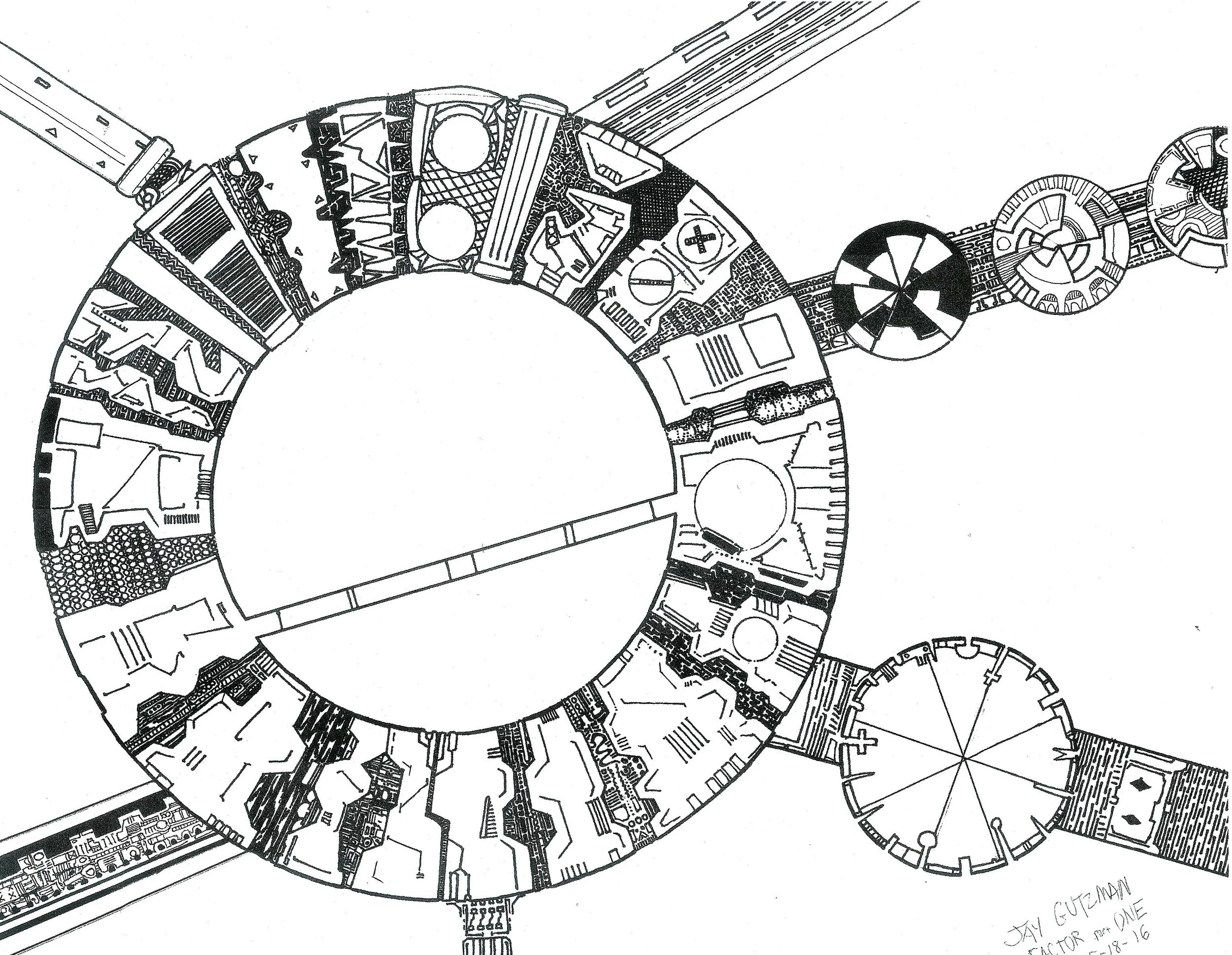 "Factor Part One," marker on paper, 2017.