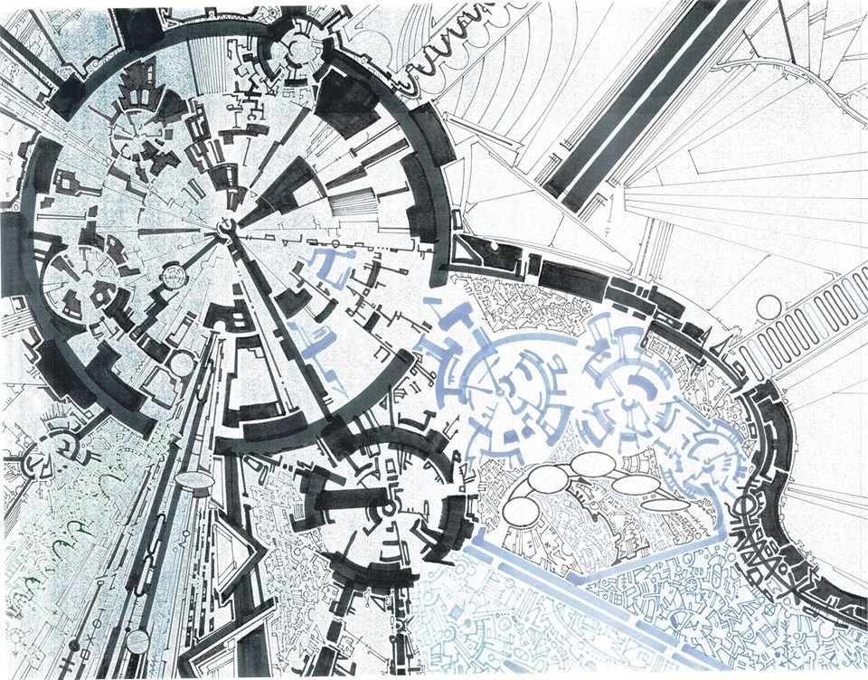 "Edict," marker on paper, 2015. Inspired by the color of the paper. Dedicated to my brother Kurt. 