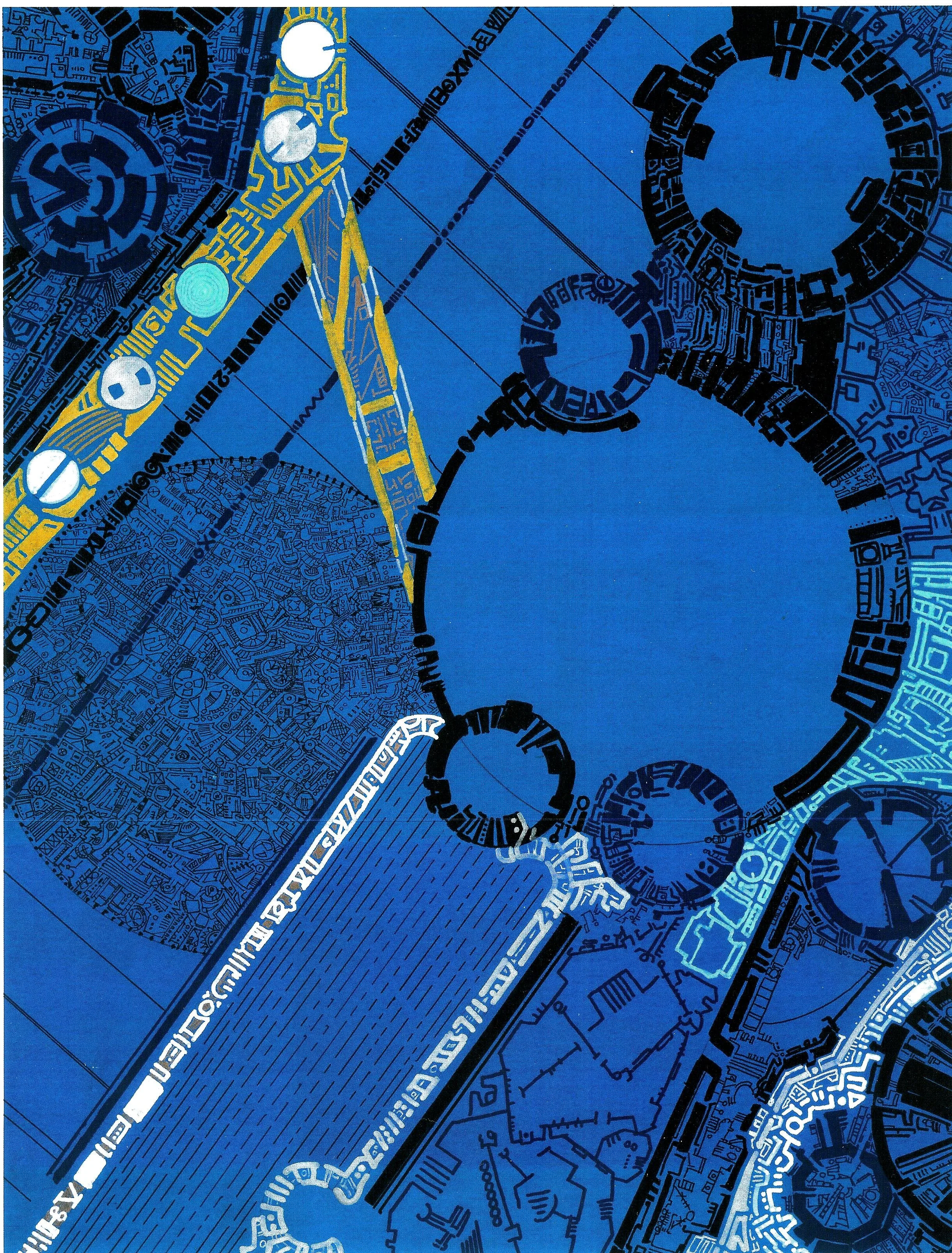 "Semichaotic," marker and paint pens. 2017. Winner of "Best Drawing" category in Artability's 2024 show.