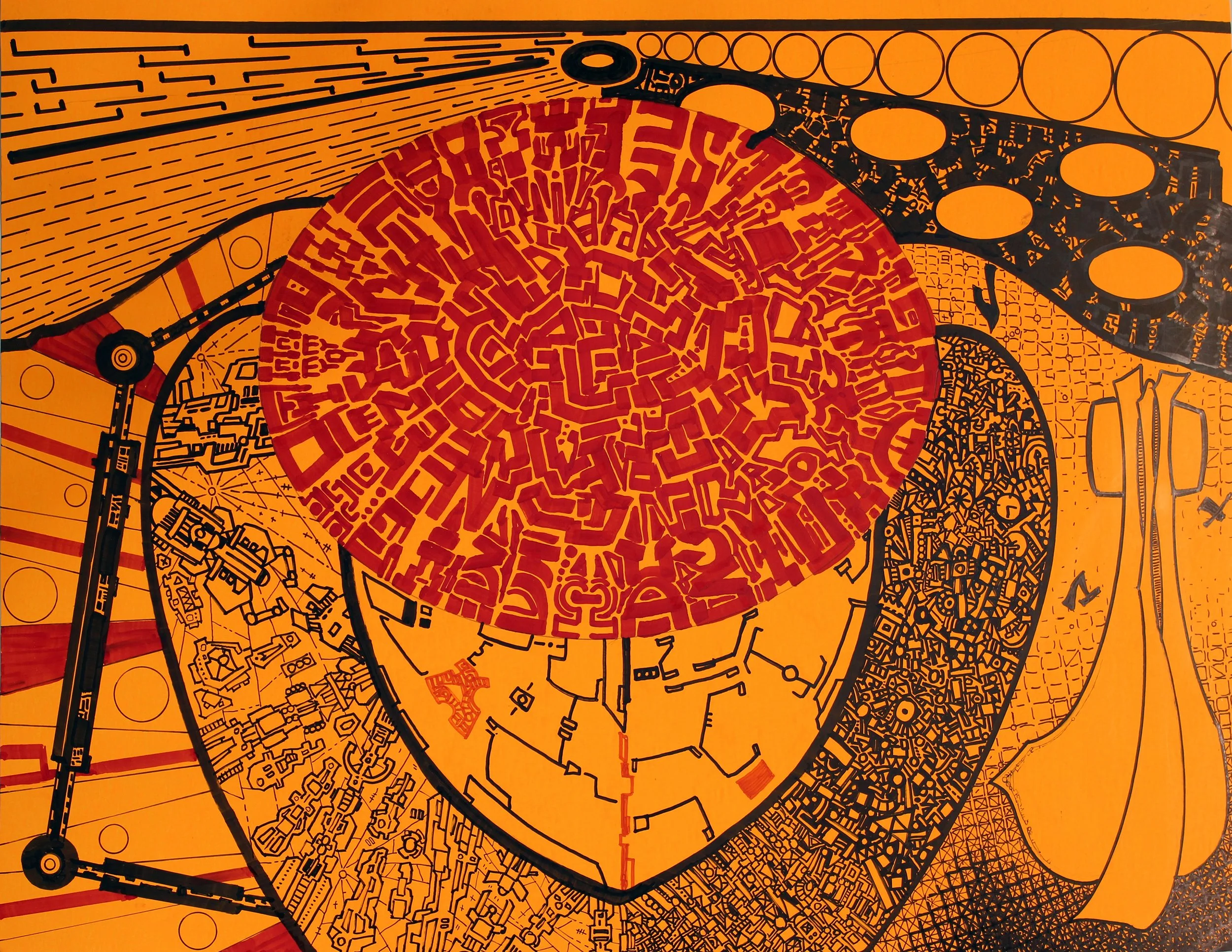 "Heart," marker on posterboard, 2024. Inspired by my crock pot lid. 