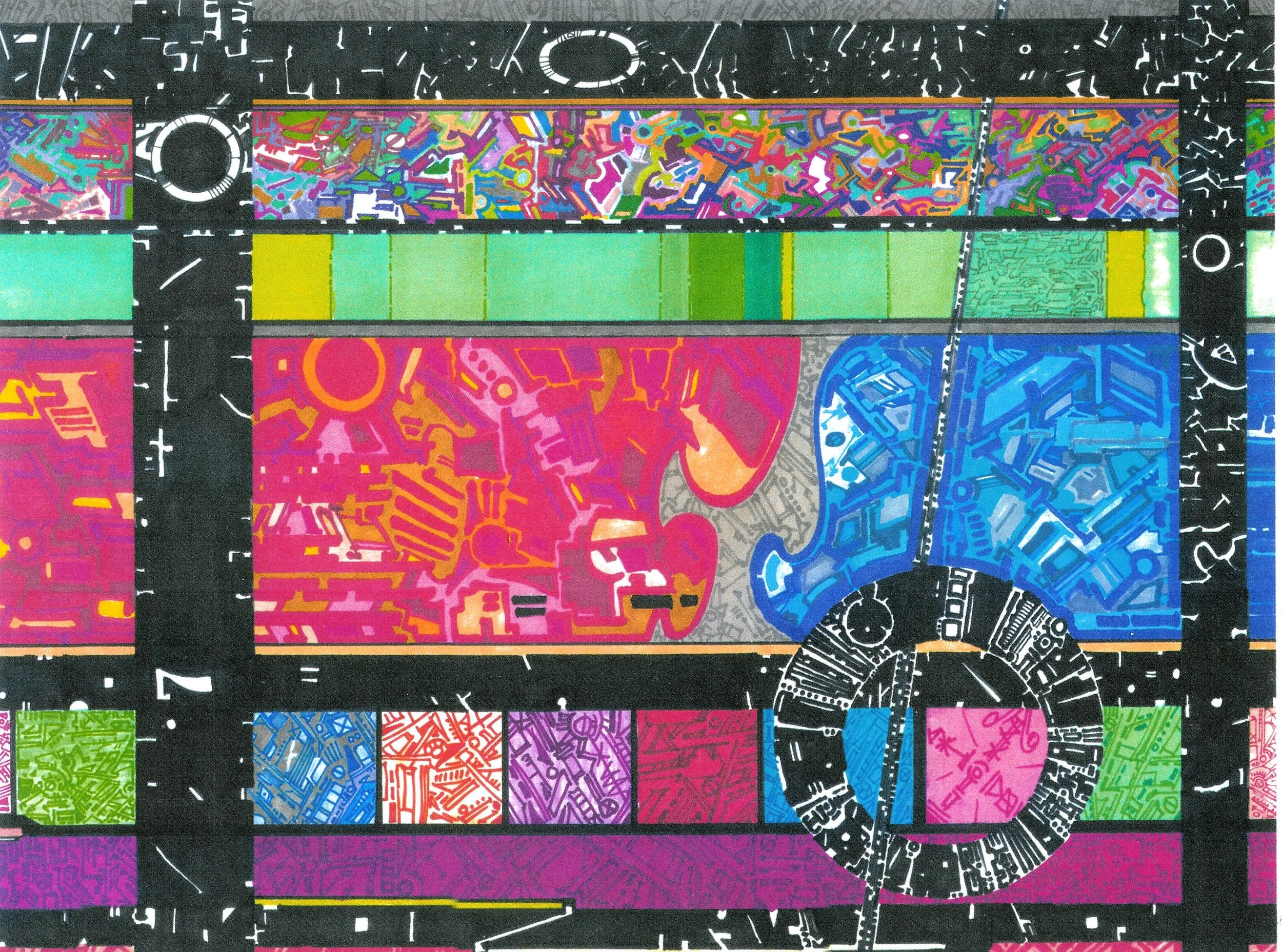 "Mimeoscan," marker on paper. 2015.