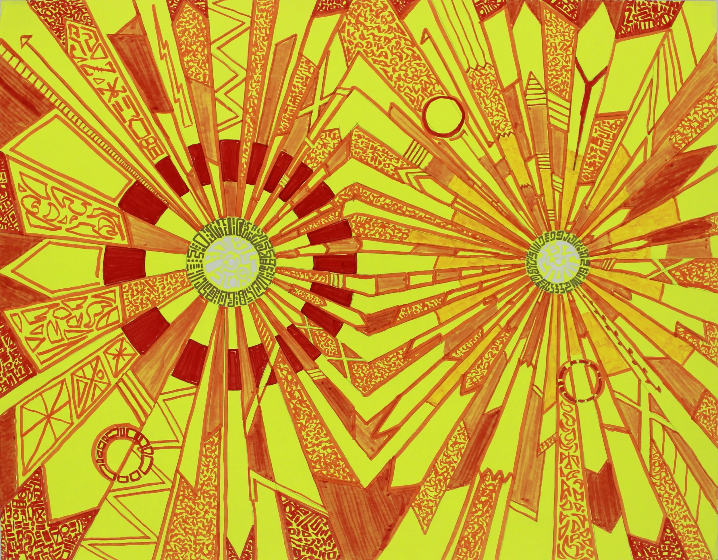 "Sundogs," marker on paper, 2026. 