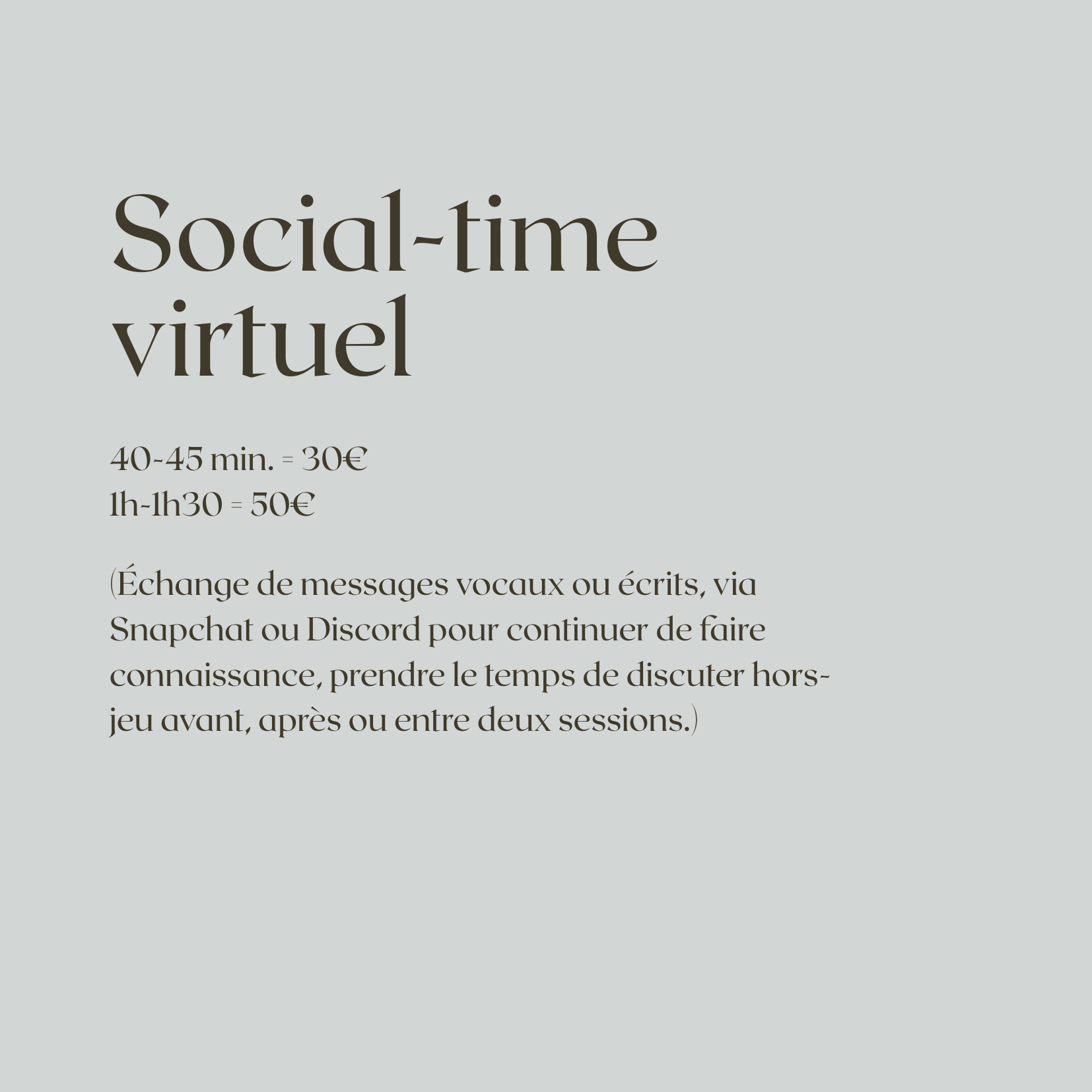 Social-time virtuel (1h-1h30)