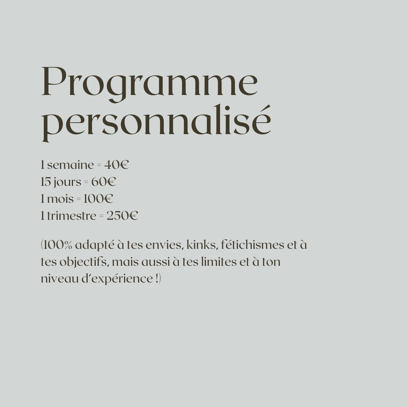 Programme personnalisé 1 trimestre